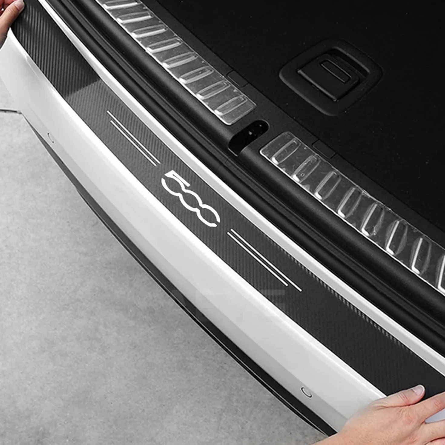 Protezione Paraurti Posteriore Auto per FI-AT 500 500C 500L 500X, Striscia per Bagagliaio in Fibra Carbonio AntiGraffio Adesivi Decorativi Accessori,Black