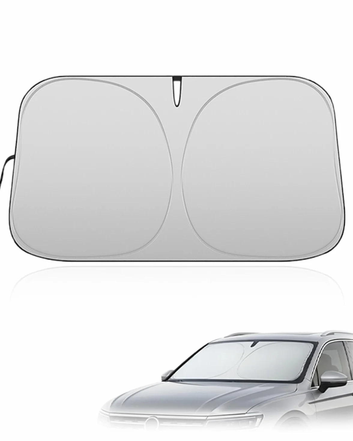 1x Parasole Auto Parabrezza 145x80cm Grande, pieghevole, titanio argento, mantiene l'auto fresca e protegge l'abitacolo dal calore e raggi UV