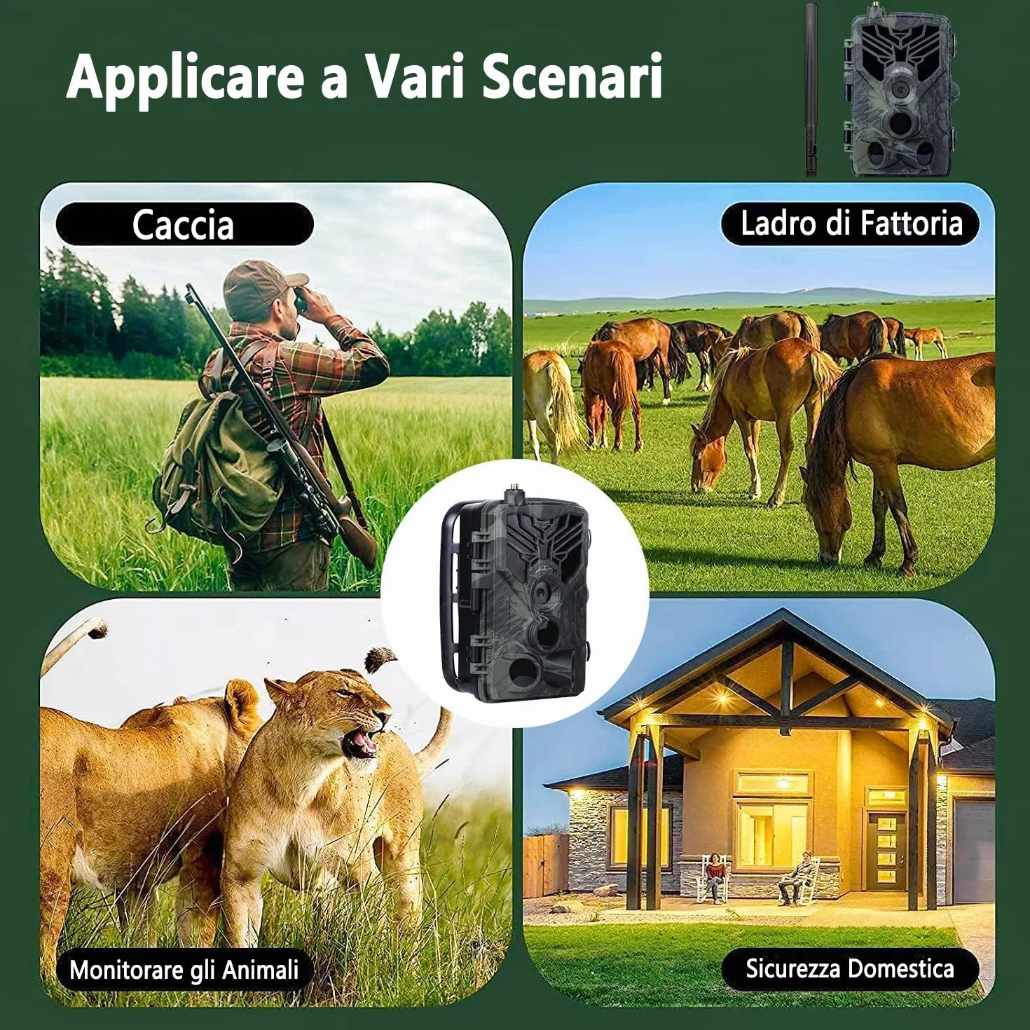 Fototrappola 4G 120MP 4K con SIM Telefonica, Fotocamera Caccia Notturna Impermeabile con Movimento Attivato