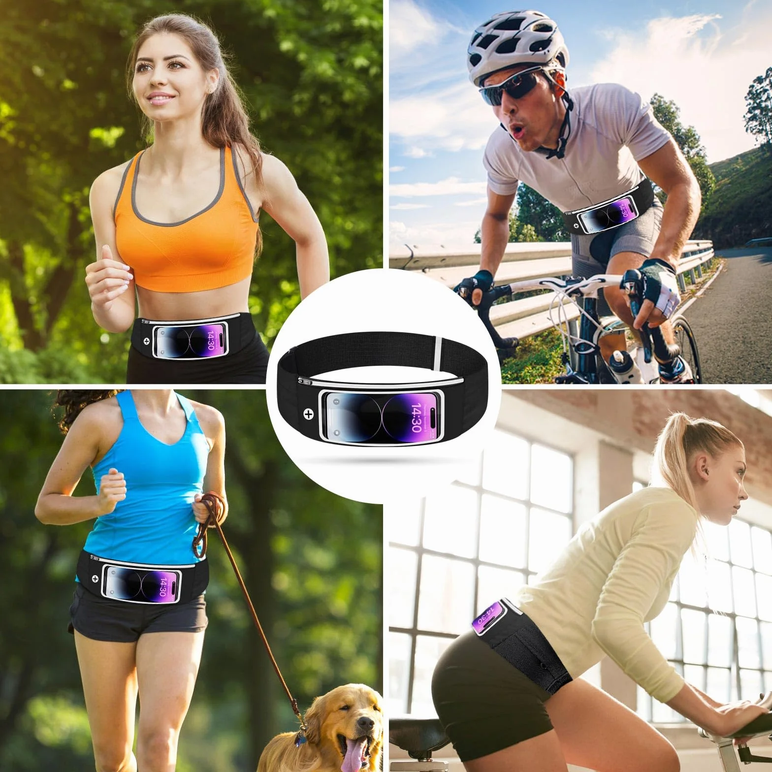 Marsupio Running Uomo Donna Porta Cellulare Cintura da Corsa Impermeabile Touchscreen 81-109cm