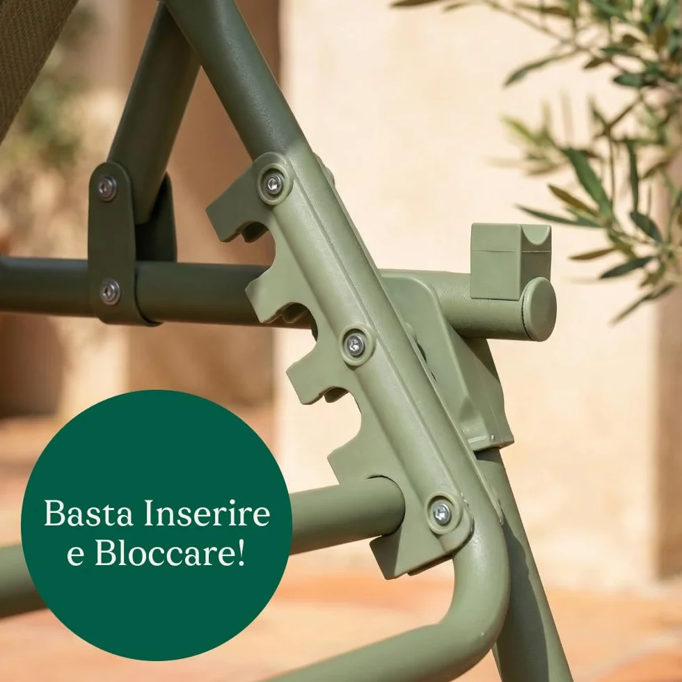 CASABEL Sedia Sdraio Pieghevole da Giardino, Set di 2 Lettini Pieghevoli Esterno Comodi e Resistenti, Struttura in Acciaio e Rivestimento in Textilene, Arredo Giardino Prendisole, Verde salvia
