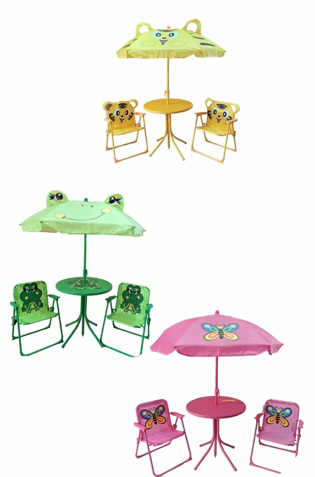 Tavolo da Giardino con 2 Sedie Pieghevoli e Ombrellone per Bambini