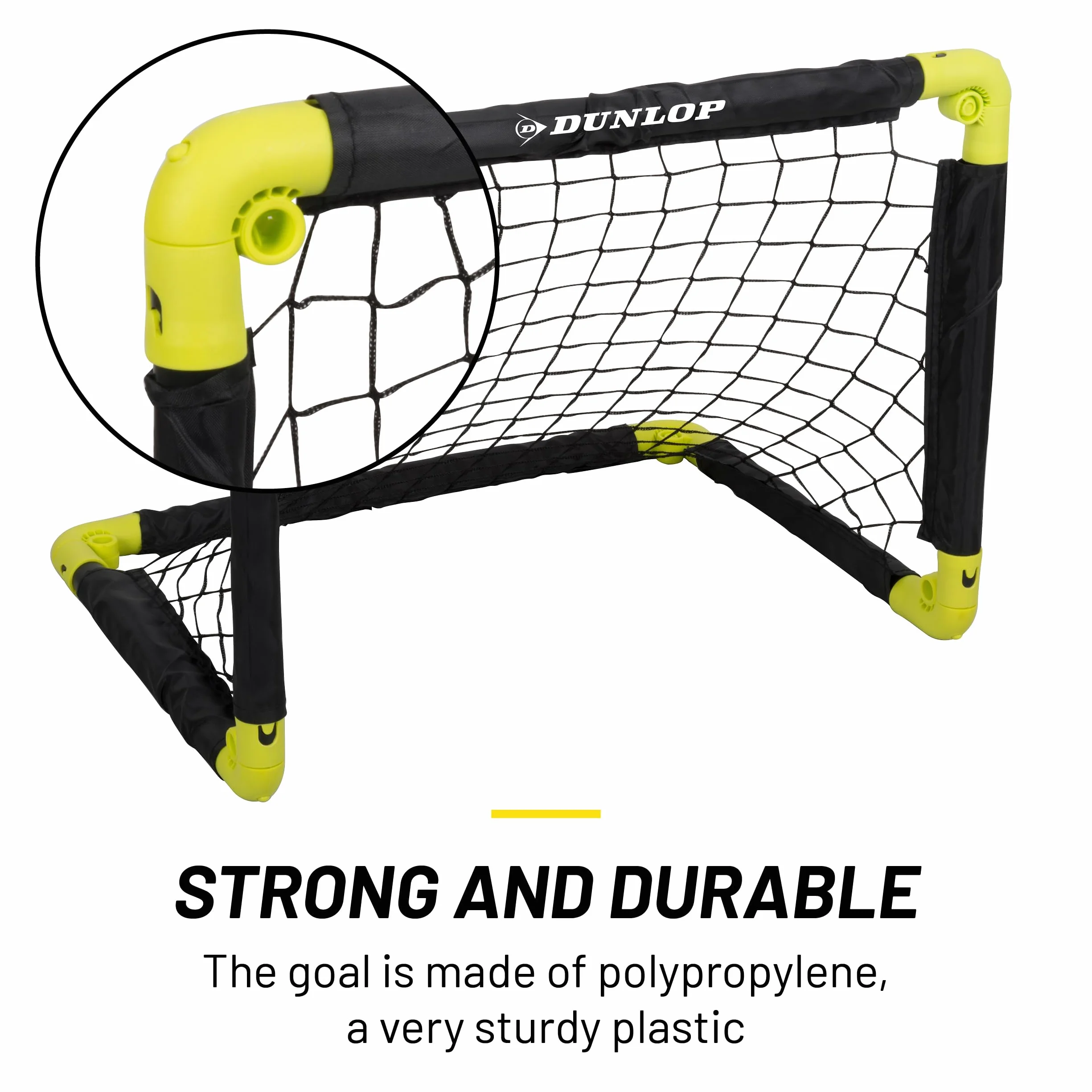 Dunlop Porta da calcio 50 x 44 x 44 cm Set di 2 Mini porta pieghevole Nero Giallo