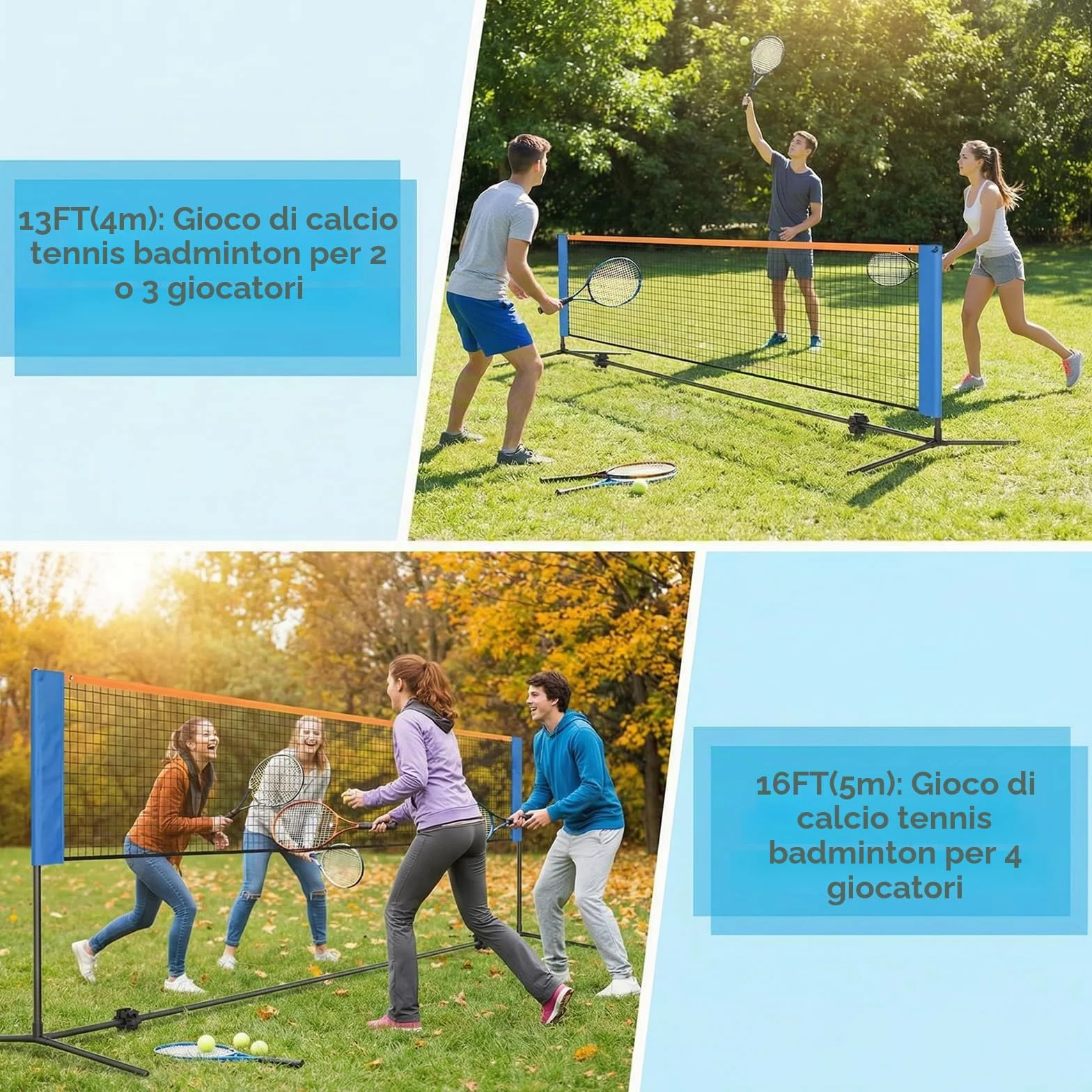 Filet de Badminton 4m/5m Portable pour Volley-Ball Pickleball Tennis Hauteur Réglable Nylon Pliable avec Sac de Transport