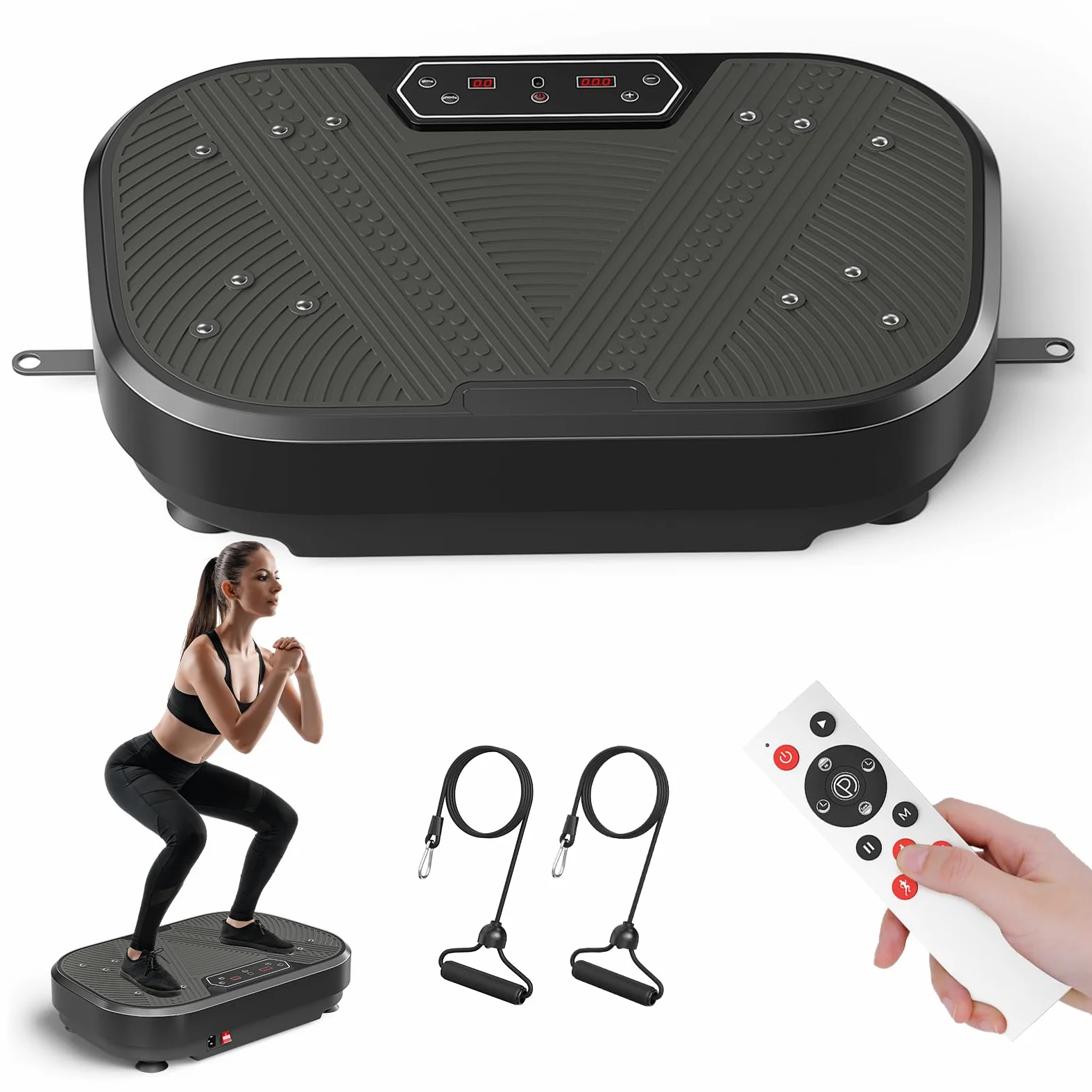 Piastra Vibrante, 120 Livelli di Intensità e 10 Modalità, Piastra Vibrante da 200kg con Touch Screen a LED e Telecomando Wireless per Allenamento a Casa, Allenamento Completo del Corpo