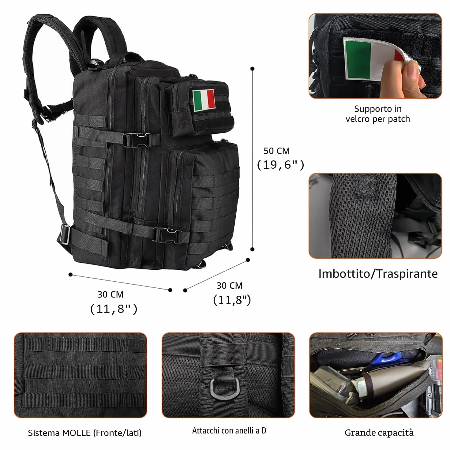 Oreunik Zaino Militare Tattico 45L Impermeabile Grande Viaggio Assalto Scuola