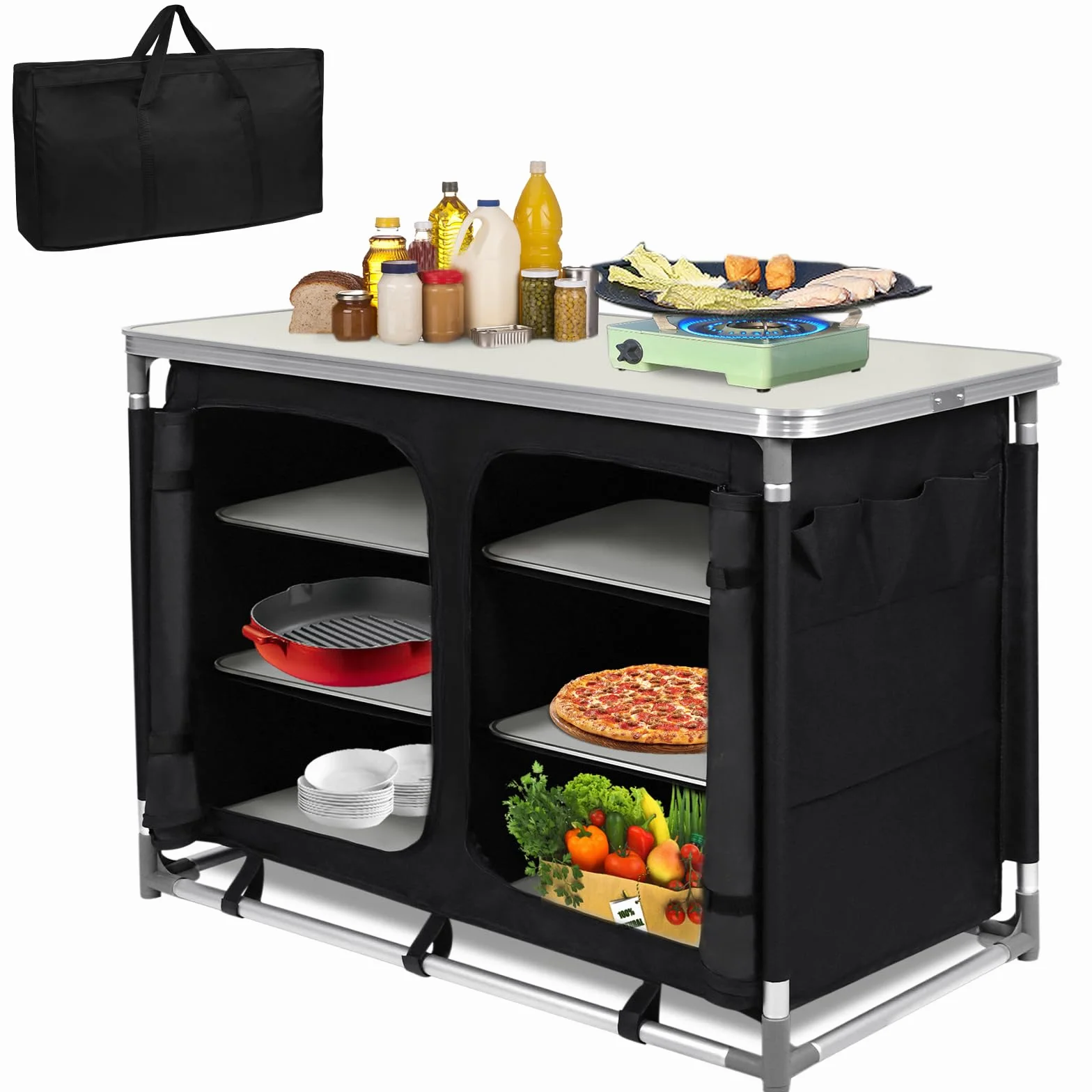FIVMEN Armadio da Campeggio Pieghevole Cucina con Struttura in Alluminio