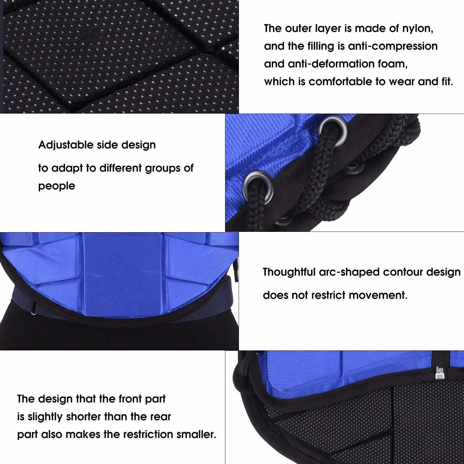 Pilipane Gilet Equestre Imbottito in Schiuma di Sicurezza Protezione per L'equitazione Protezione per Il Corpo Protezione per Il Corpo per Equitazione Blu(CS)