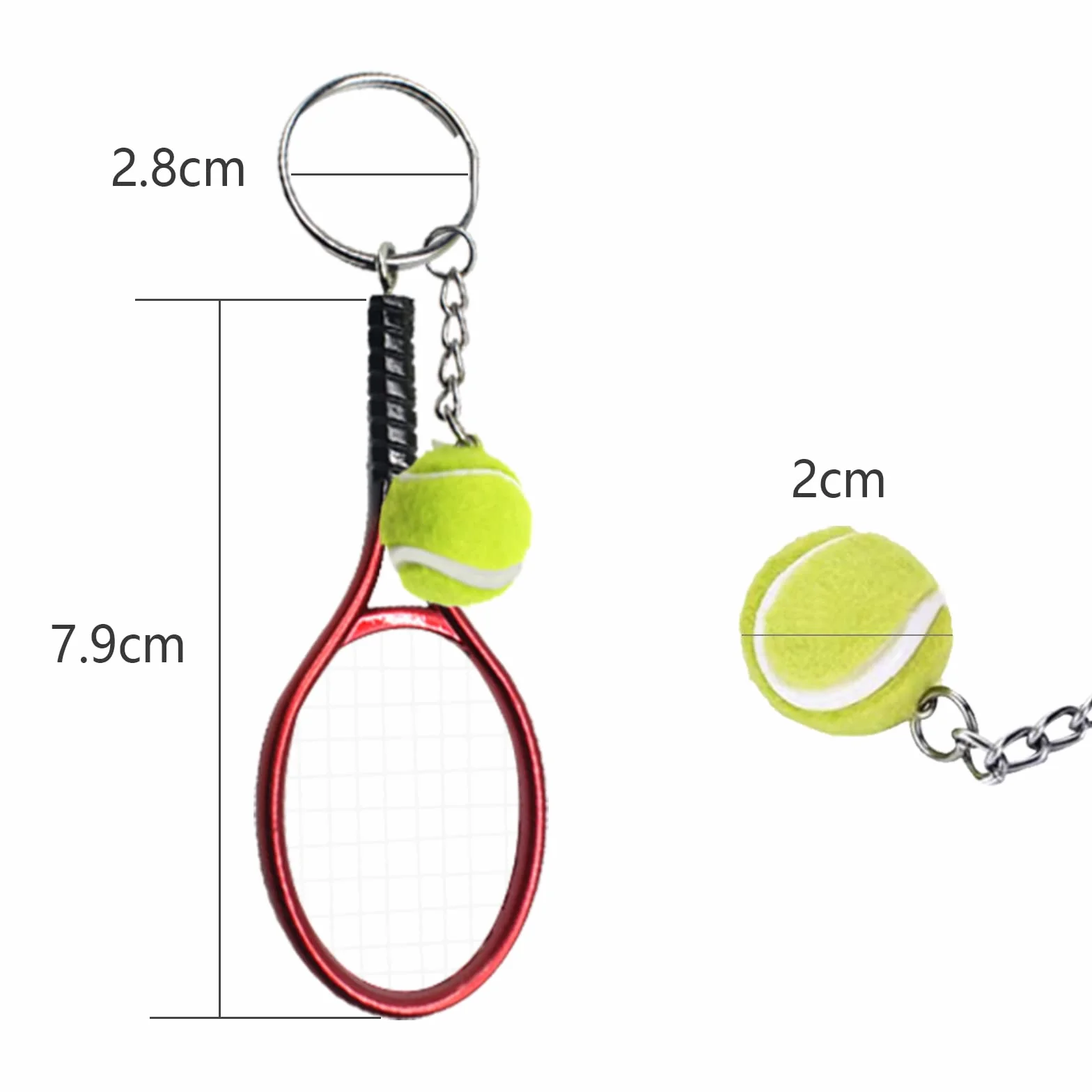 Portachiavi Mini in Metallo Racchetta da Tennis Palla da Tennis Regalo Sport