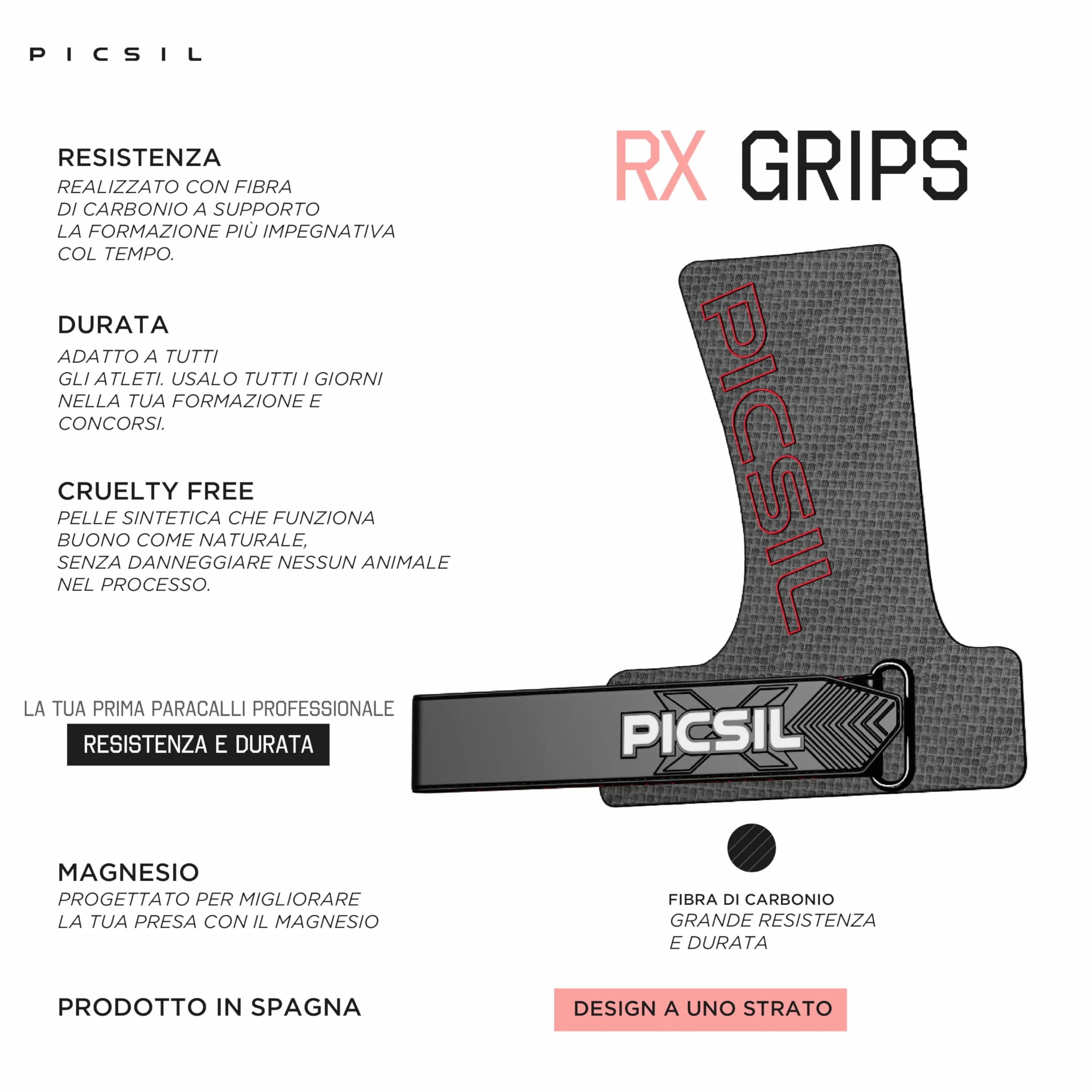 PICSIL Paracalli RX Carbon Fiber Grips Professional Thin Durable for Cross Training Gymnastics Calisthenics
