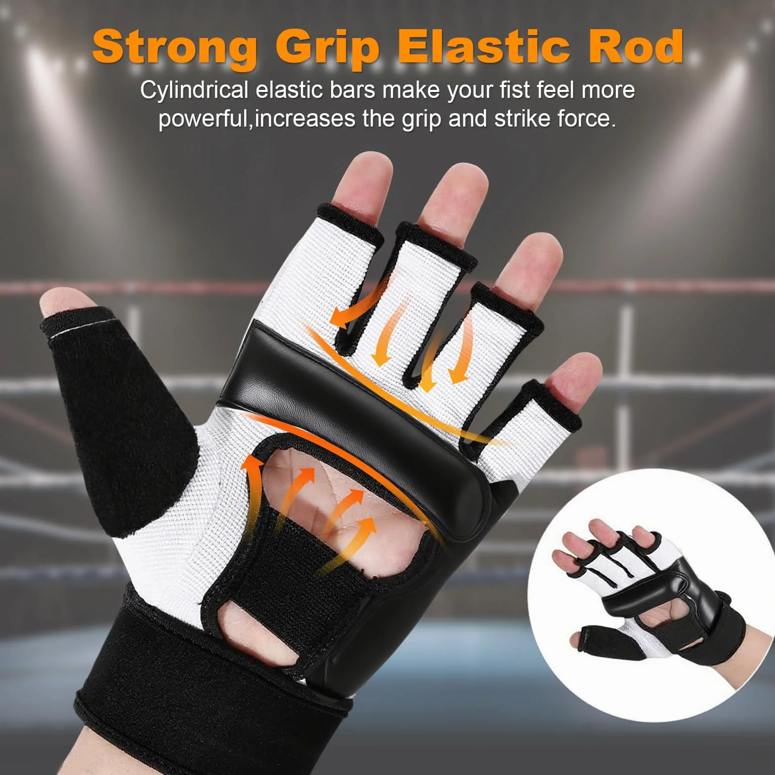 Flintronic Guanti da Boxe per Allenamento MMA Karate Taekwondo Muay Thai con Fascia Elastica