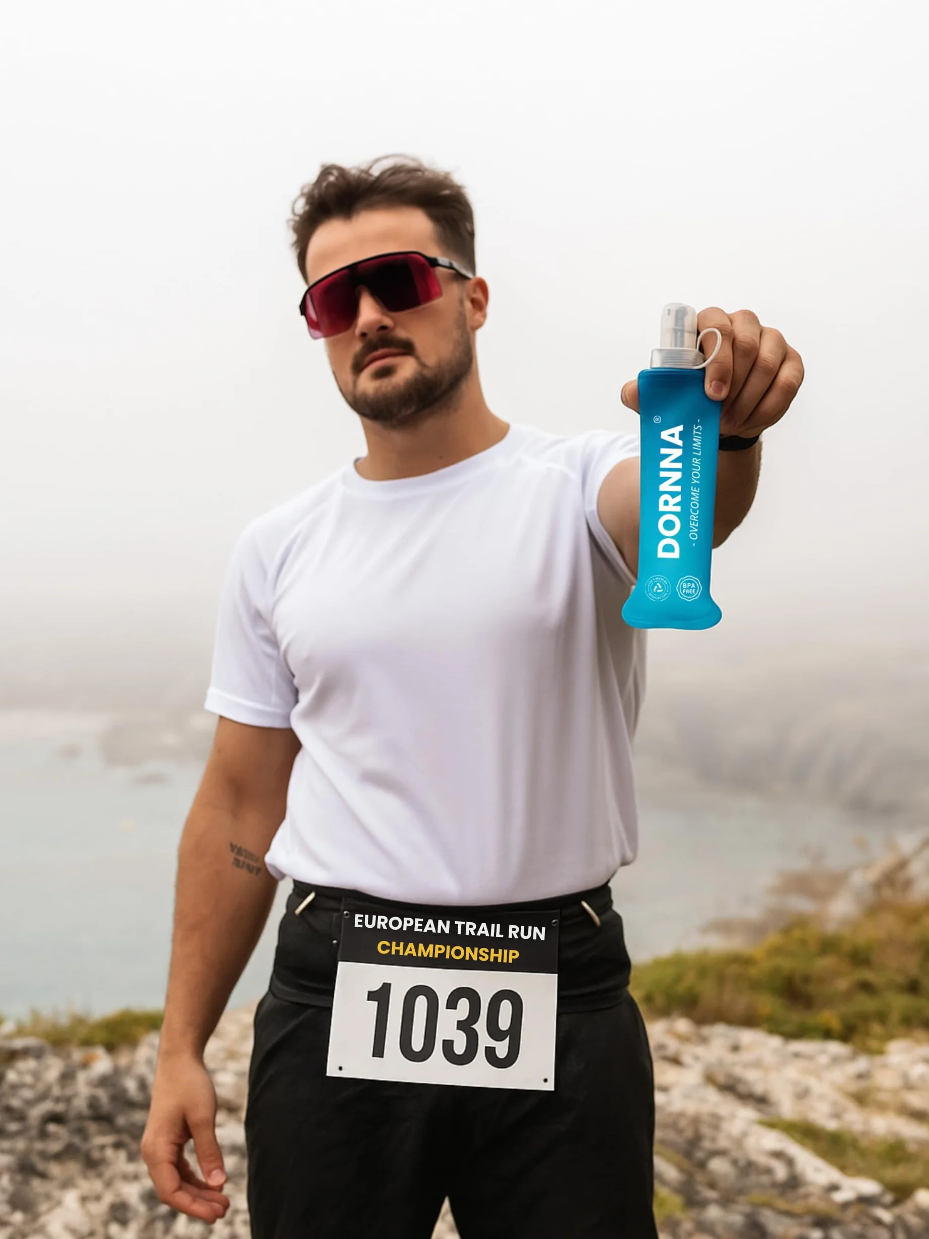 Skinny W1 Marsupio Running Borraccia Morbida 250 ml Corsa elastico porta pettorali bastoncini M-L