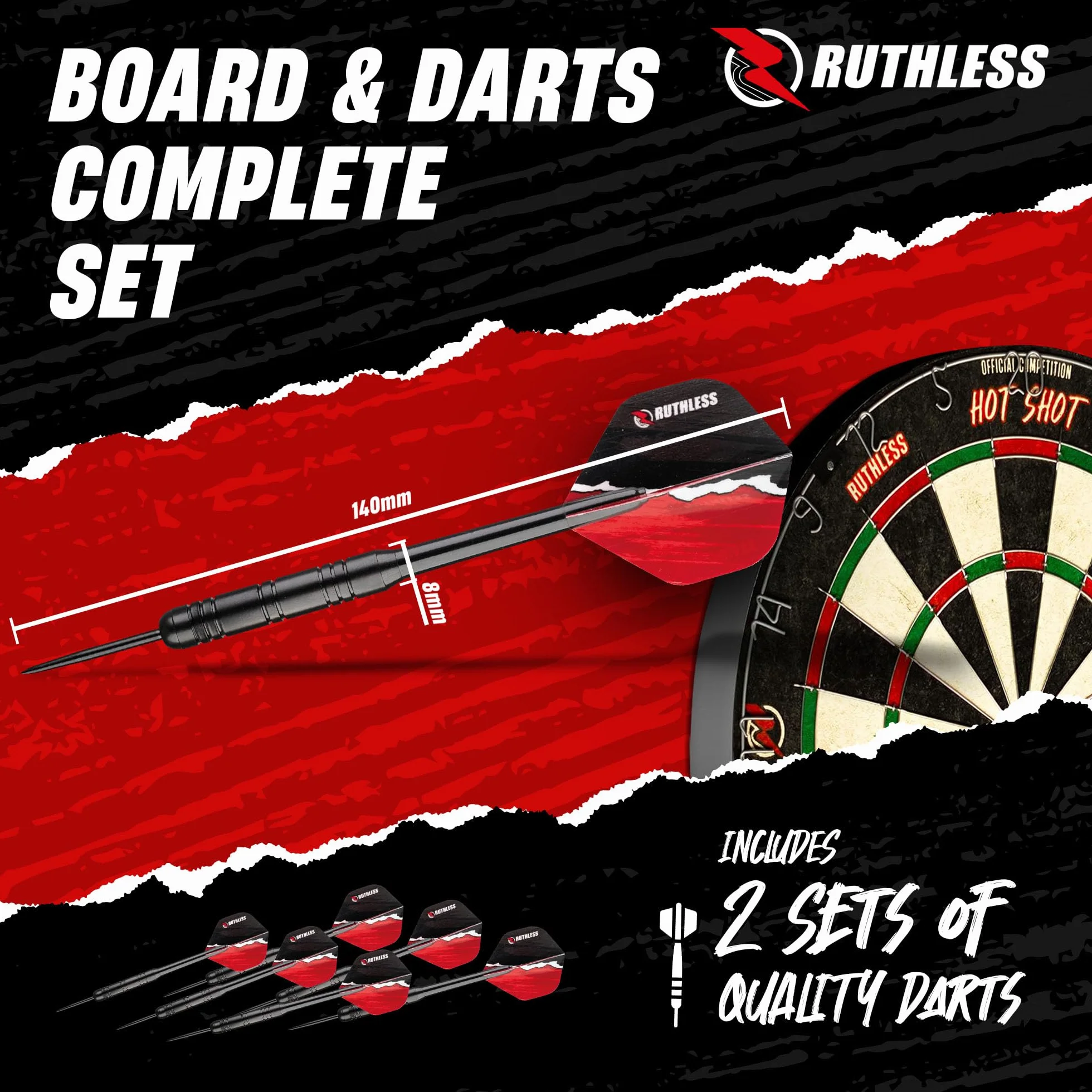 Ruthless Hot Shot Set di freccette Endurance in sisal con 2 set punta in acciaio