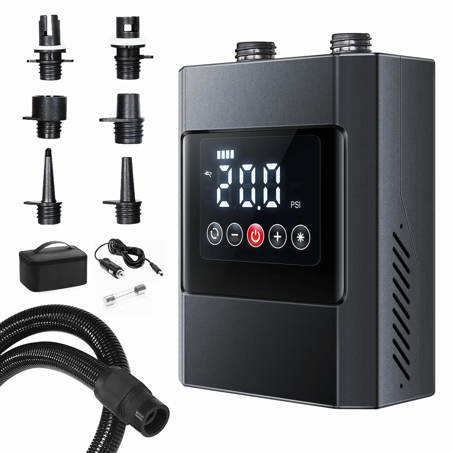 Pompa Elettrica SUP 20PSI, 12000mAh ricaricabile a batteria,gonfiaggio e sgonfiaggio a doppio stadio,adatta per stand up paddle, barche, kayak e tende