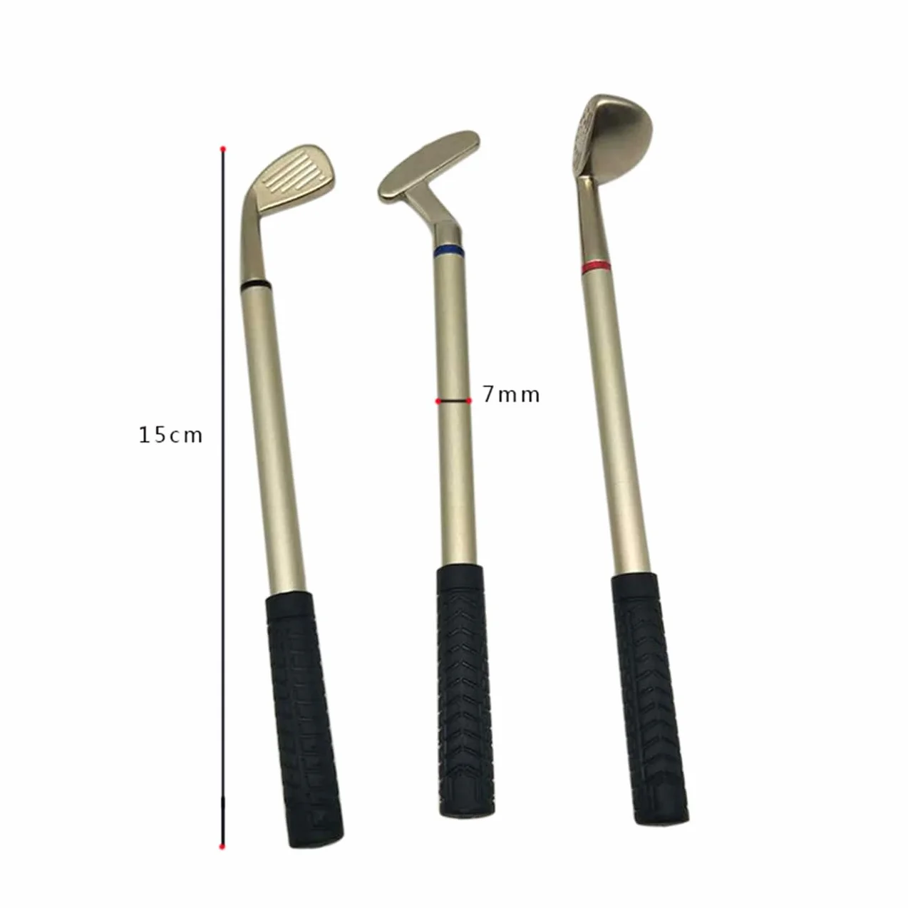 Portapenne da golf in alluminio con orologio, set regalo per scrivania con 3 penne