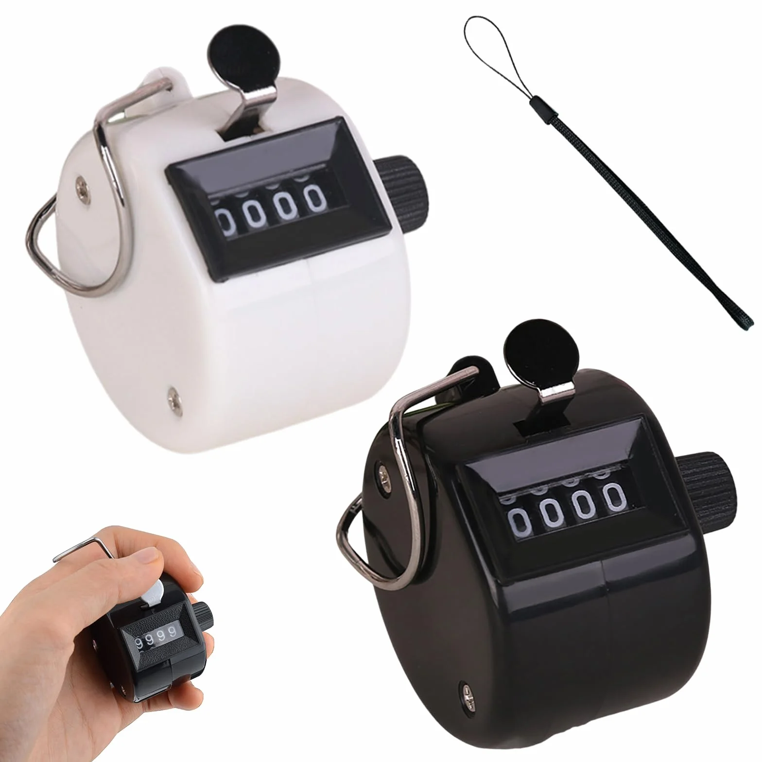 Contatore a Mano 4 Cifre in Metallo e ABS, Contatore Clicker Meccanico per Sport, Persone, Allenatore, Scuola, Golf