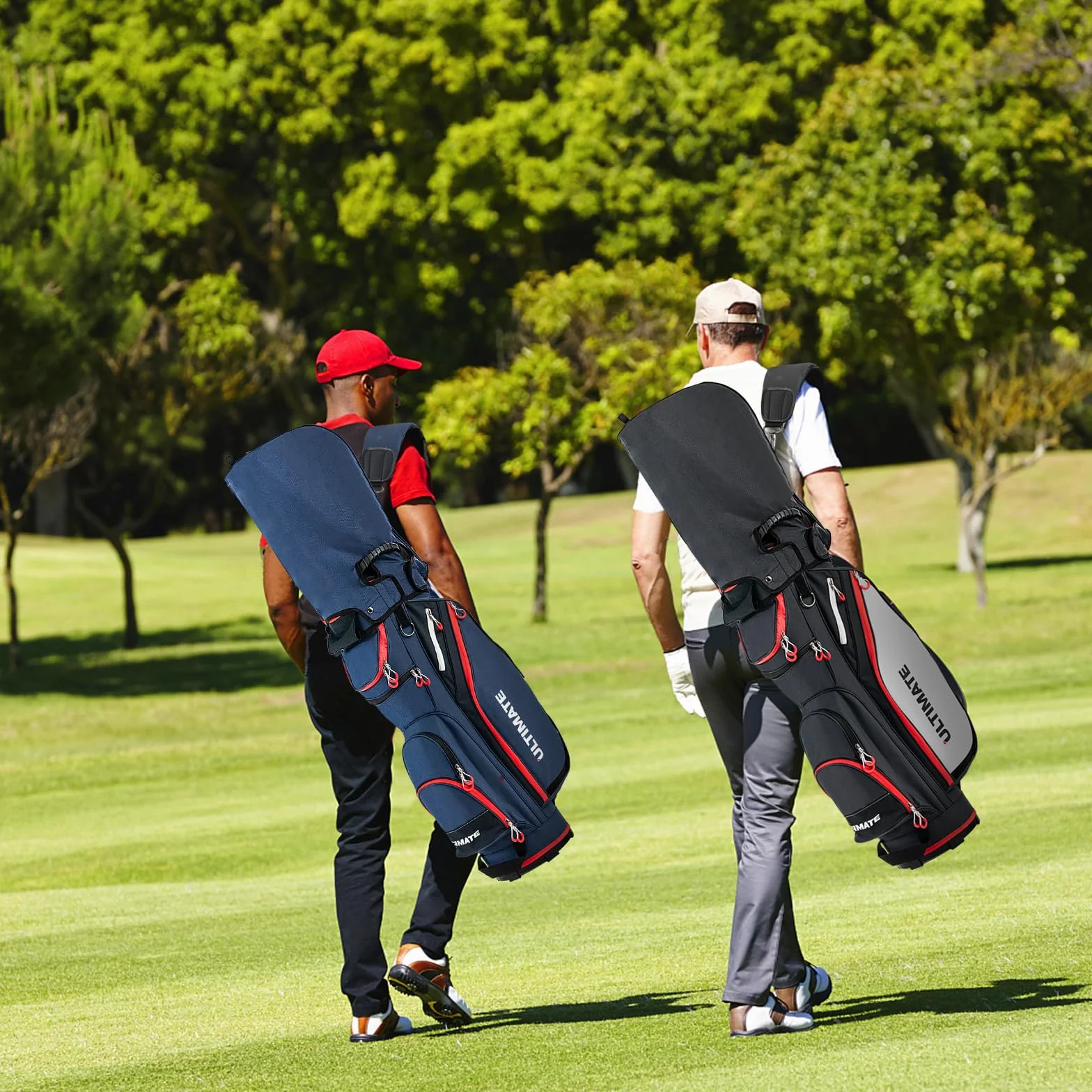 GYMAX Borsa da Golf 14 Divisori 8 Tasche con Cerniera Borsa Termica Copertura Antipioggia