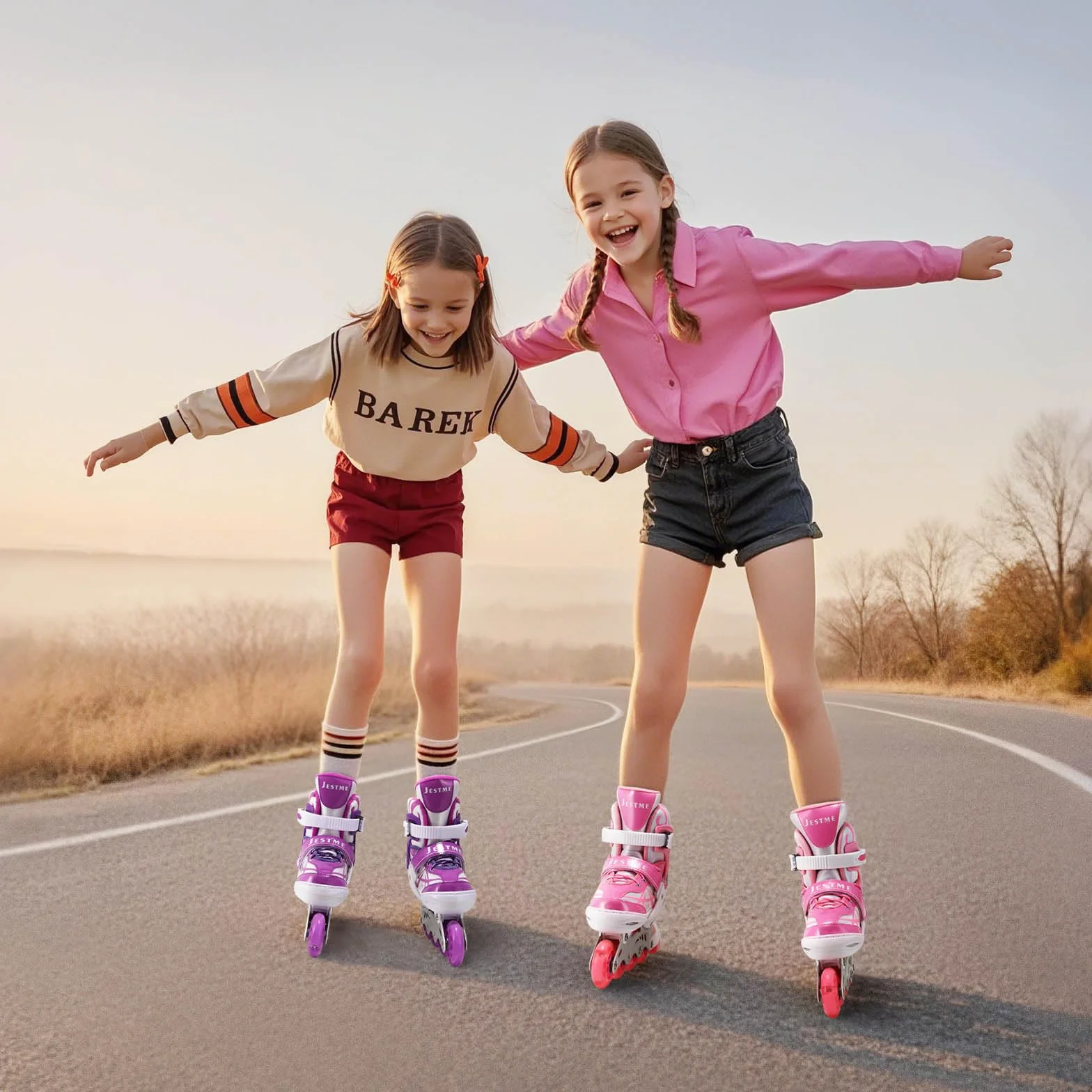 Pattini in linea regolabili per bambini ragazze rosa M CN35-38