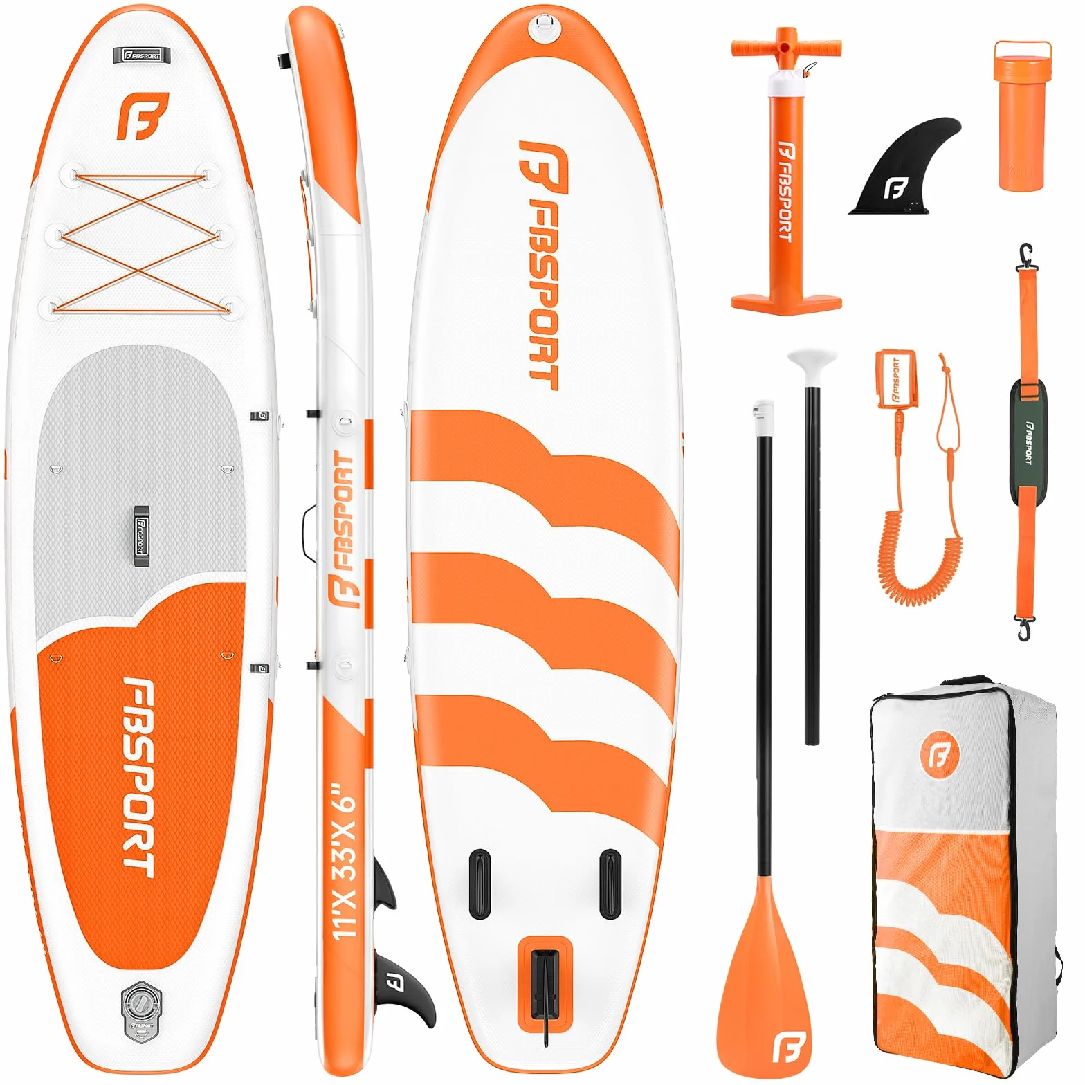 FBSPORT Tavola SUP Gonfiabile Adulti 335 cm, Extra Larga 15 cm, Capacità 160 kg, Set Completo con Pagaia e Pompa