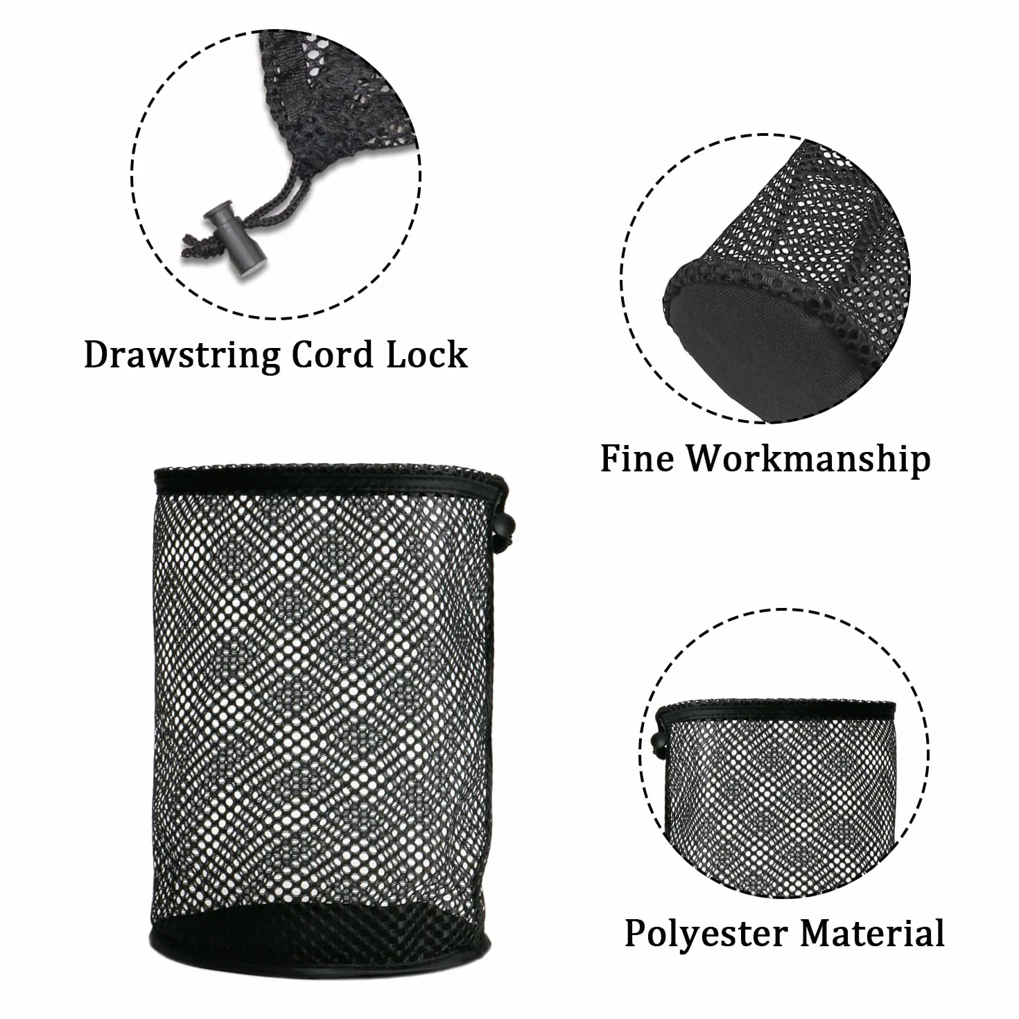 Borsa Porta Palline da Golf 2 Pezzi, Sacca per Palline con Chiusura a Coulisse, Nero, Accessorio da Golf