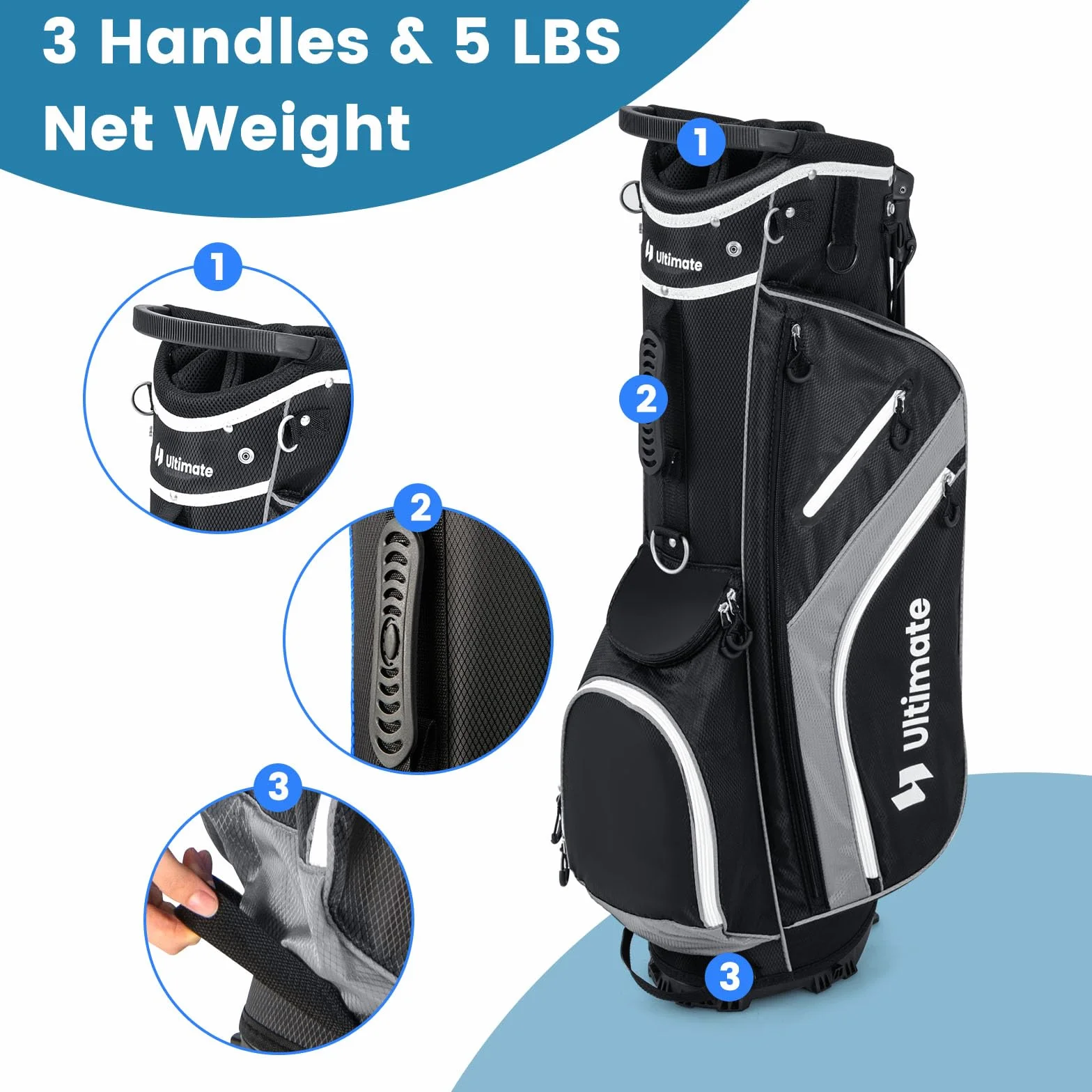 LIFEZEAL Borsa da golf 14 scomparti leggera con doppie bretelle 6 tasche antipioggia
