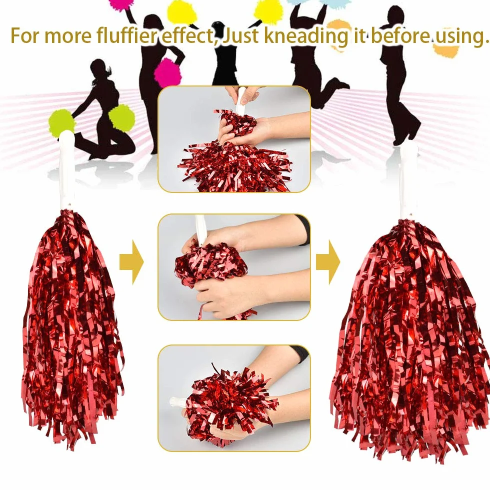 Cheerleading Pom Poms 12 Pz Plastica Cheerleader Anello Pom Pom Mano Fiori per Eventi Sportivi