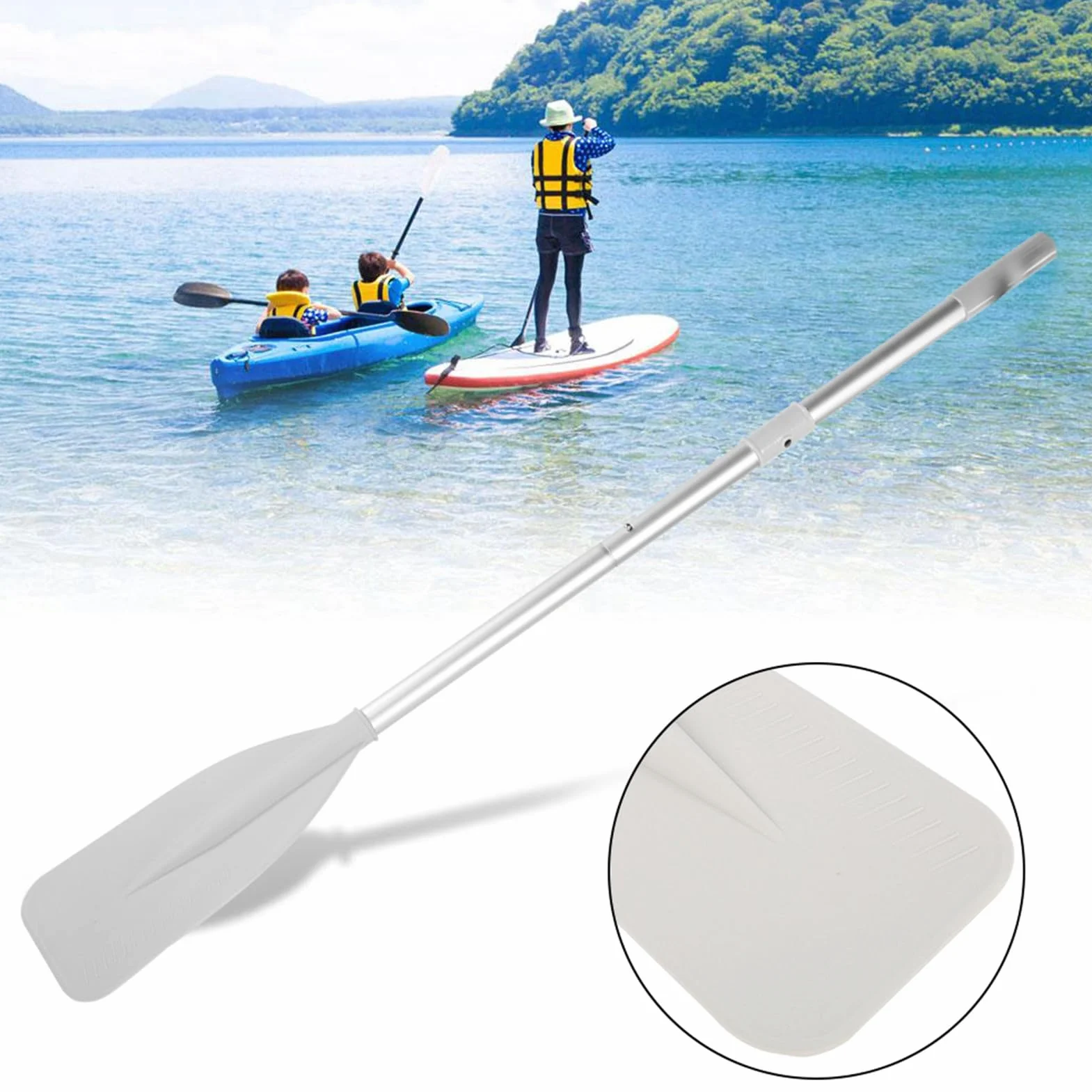 Remi per Barche in Alluminio 2 Pezzi Pagaia con Set di Aste Remi per Canoa Gommone