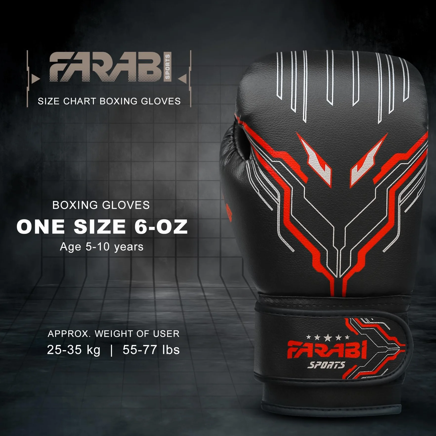 Farabi Sports guantoni boxe bambini Junior 6-oz per MMA, Muay Thai e sacco da boxe 5-10 anni