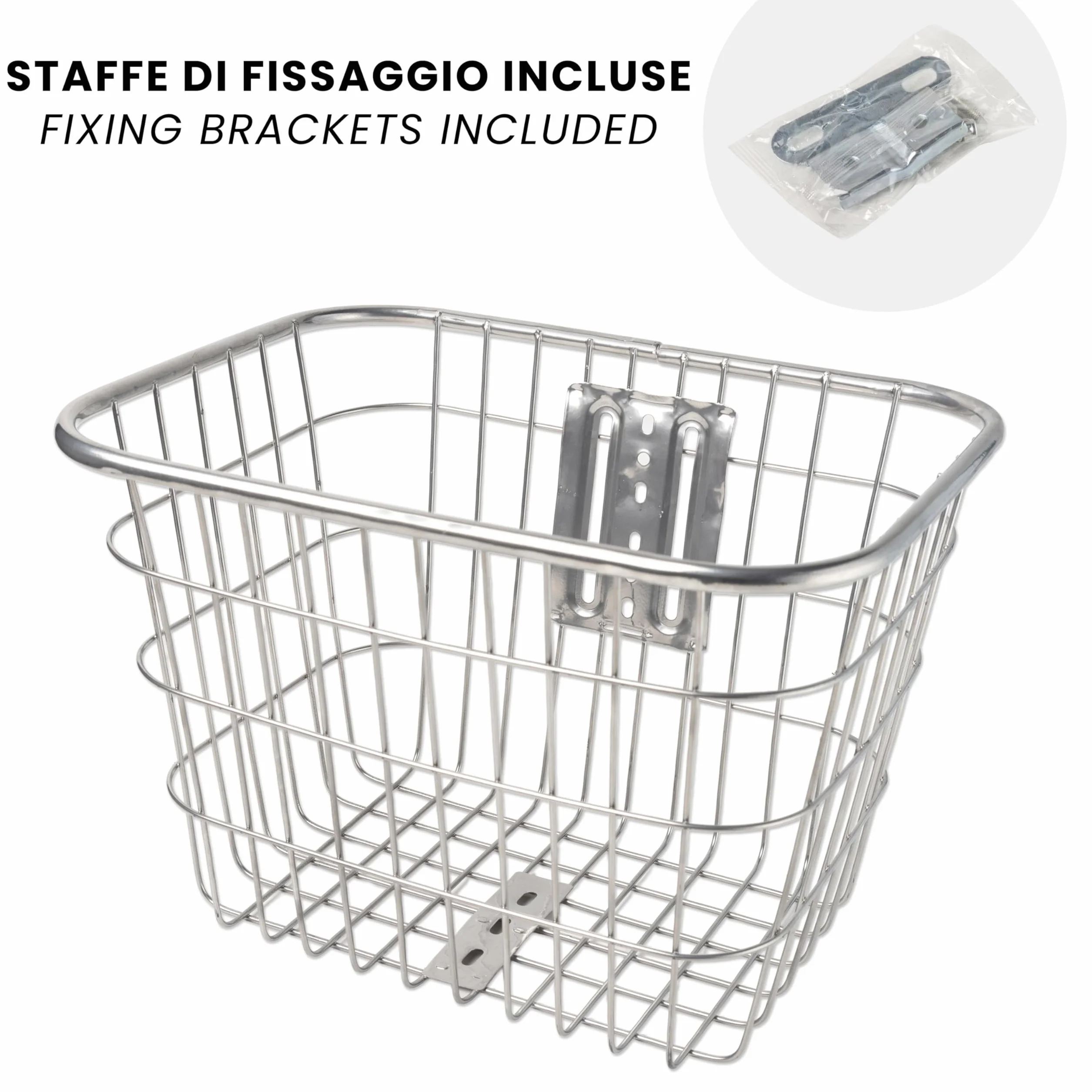Cestino Bicicletta Anteriore in Metallo 35x27x24 cm Antiruggine IPEA