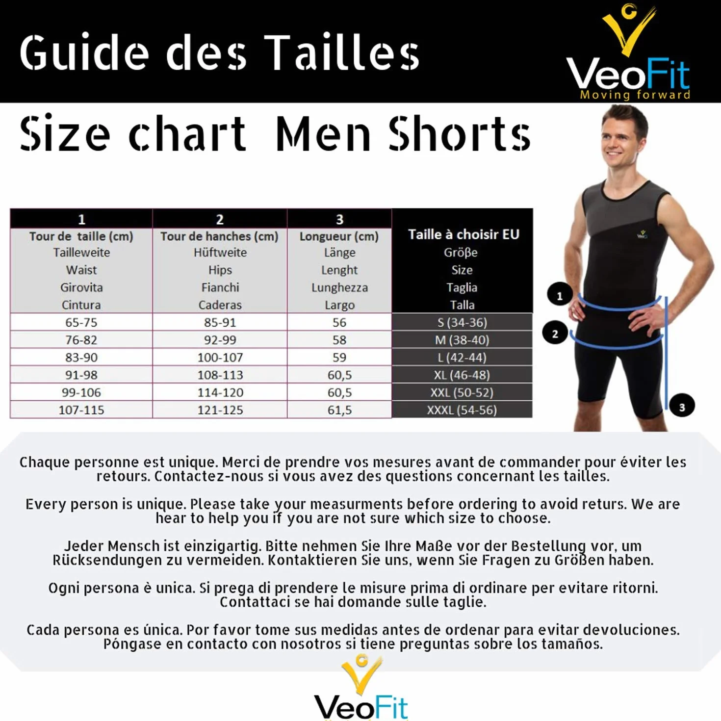 VEOFIT Pantaloncini dimagranti compressione uomo Tonifica pancia cosce S-XXXL