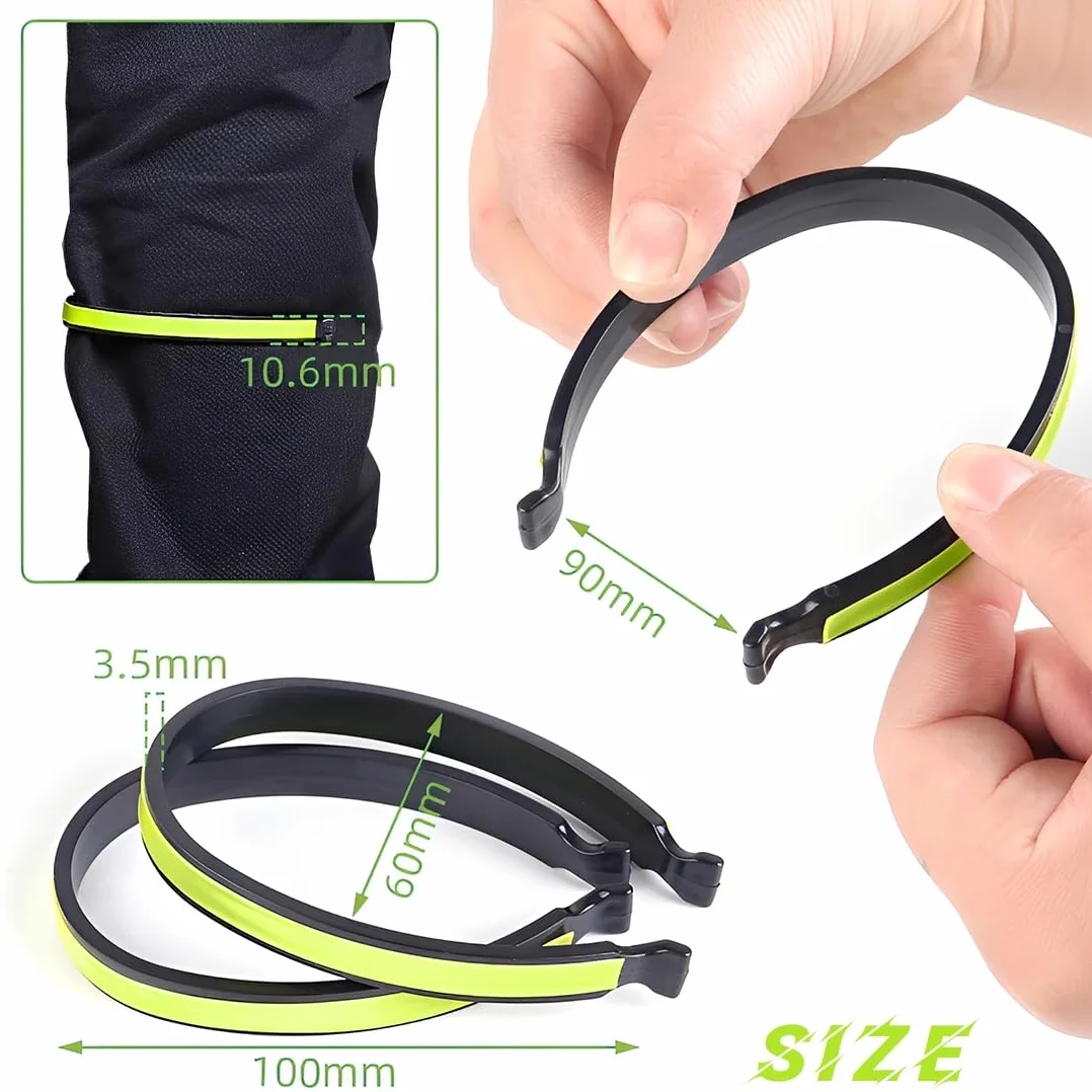 Bretelle Catarifrangenti per Bicicletta, Fermagli Pantaloni Riflettenti Universali in ABS