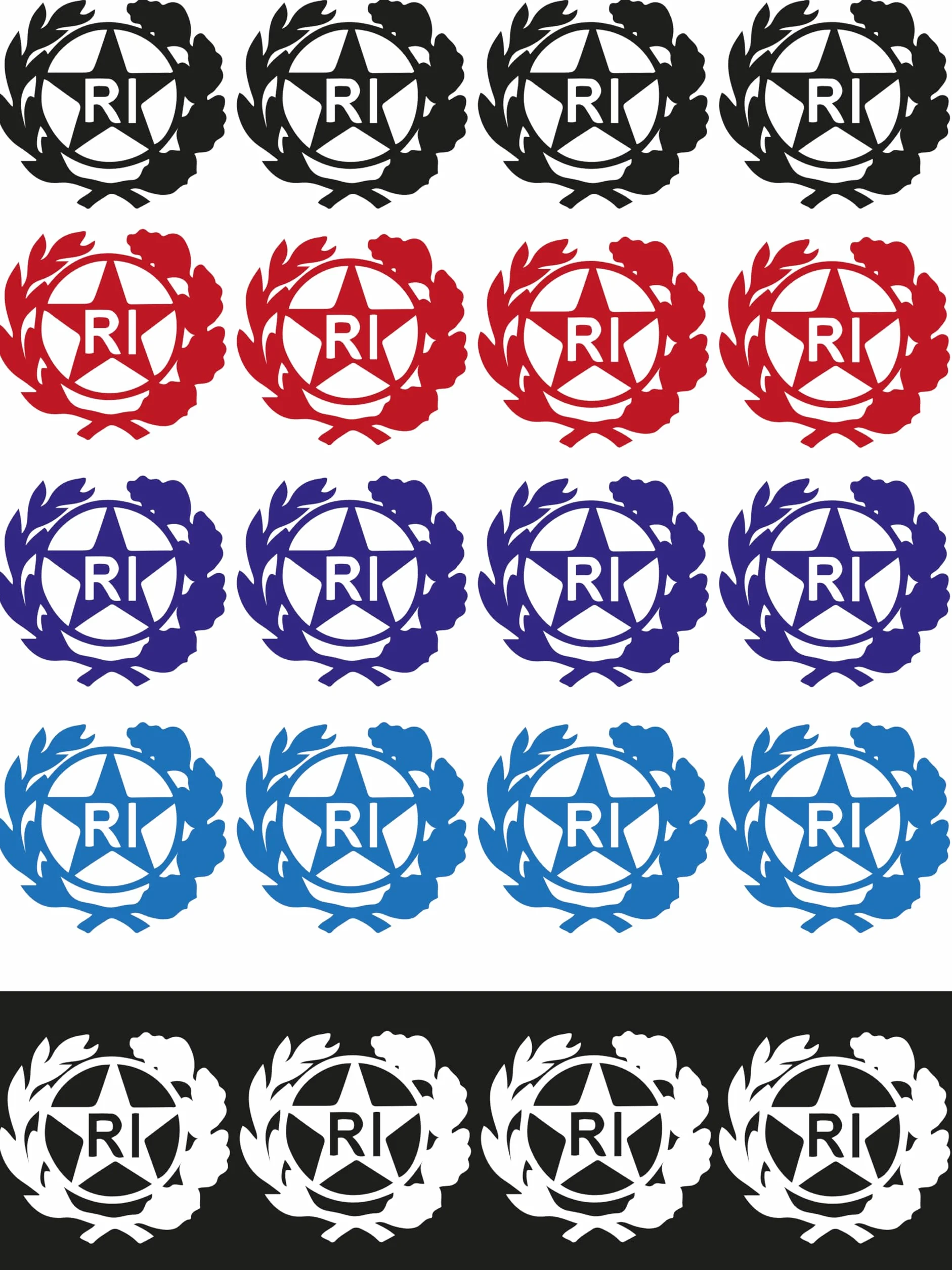 StampaGenerale® - Bollino Adesivo per Targa Auto e Moto con Stemma Logo RI in PVC Resistente e Impermeabile Facile da Applicare Ideale per Restauri (13x13 mm) (2, Bianco)