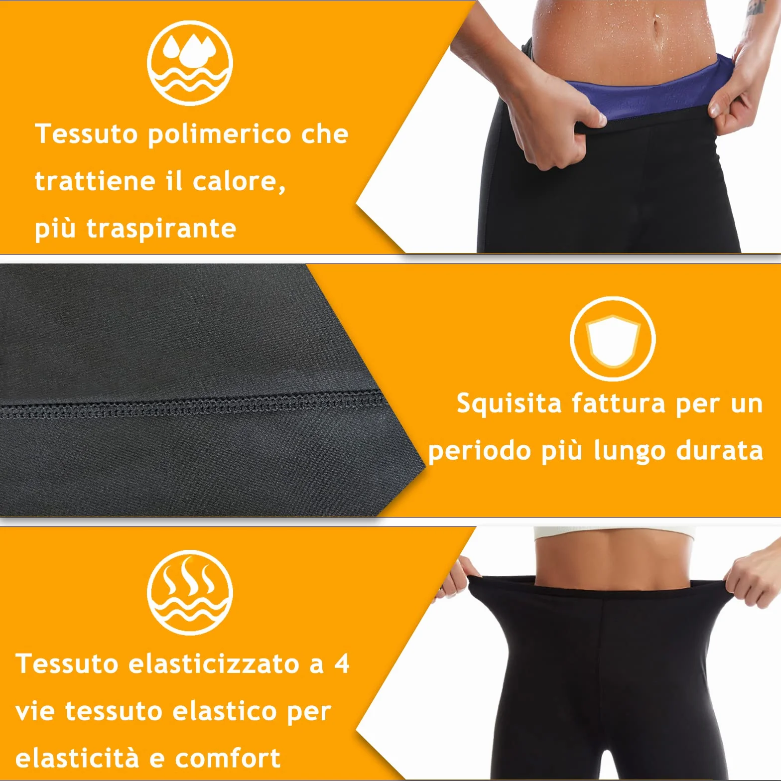 Pantaloni Sauna Dimagranti Donna Vita Alta Leggins Anticellulite Push Up Tuta Snellenti Effetto Sauna per Yoga Corsa Fitness
