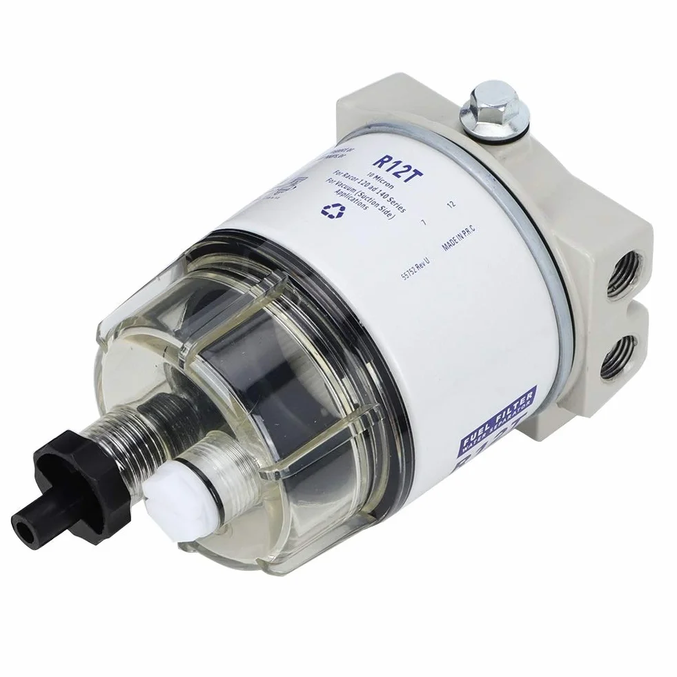 Filtro Separatore Acqua Carburante R12T, Prefiltro Marina 30 GPH per Motori Nautici