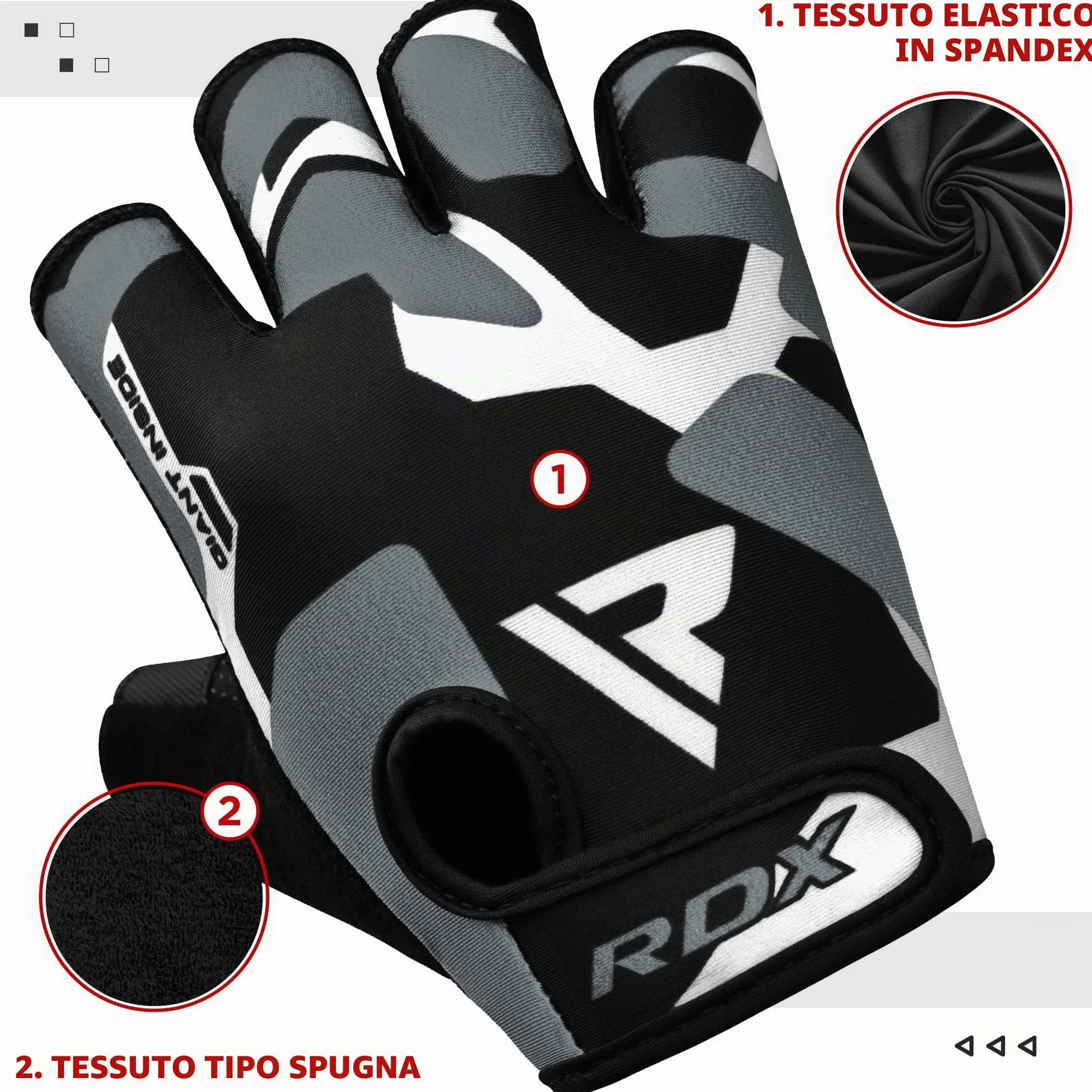 RDX Guanti Palestra Sollevamento Pesi Antiscivolo Imbottito Presa Protezione Elastico Traspirante Powerlifting Bodybuilding