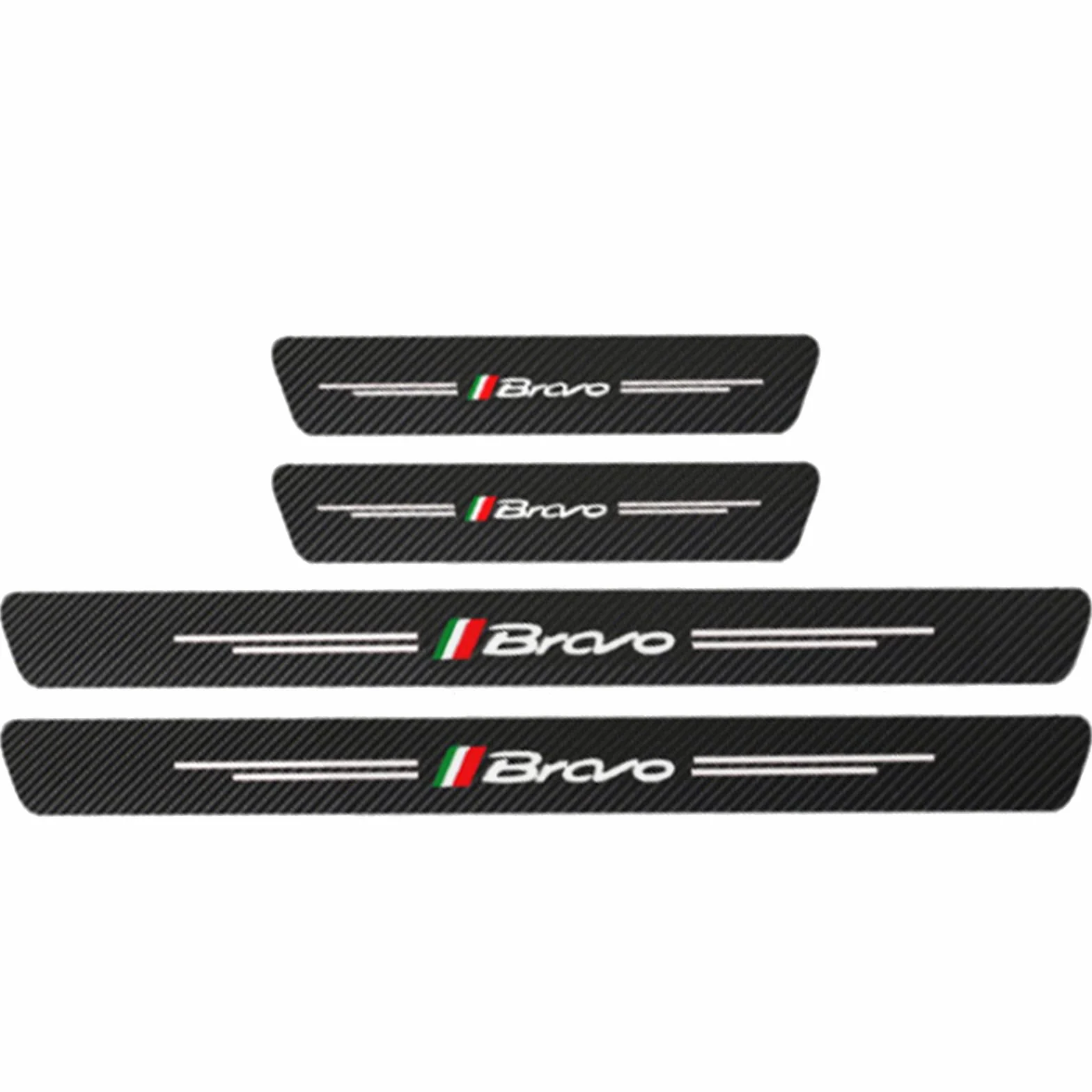 4 Pezzi Fibra di Carbonio Battitacco per Auto Sticker, per Fi-at 500 500X 500L Tipo Punto Bravo, Esterno Battitacco Protezione Plates Anti-Graffio Scuff Adesivi Decorativi Accessori, Bravo