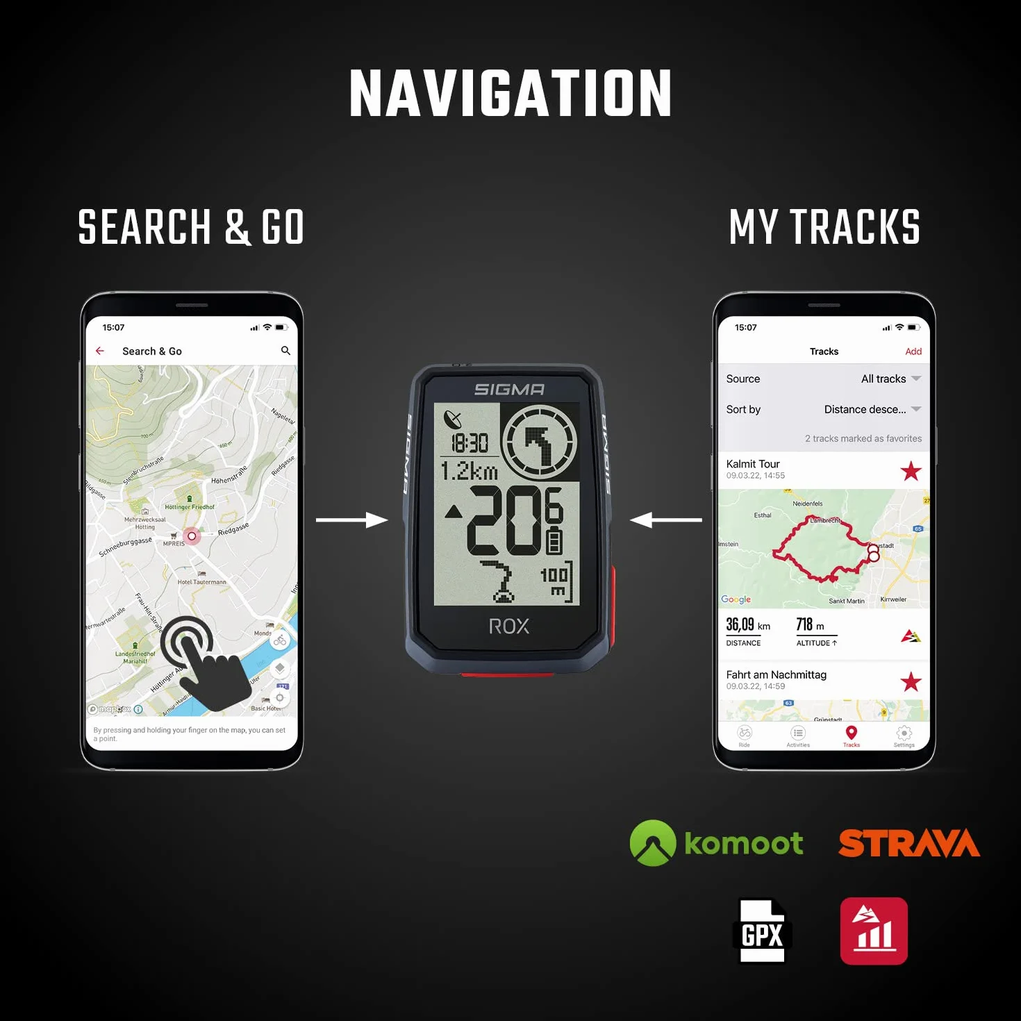 SIGMA ROX 2.0 Nero Top Mount Set Ciclocomputer senza fili con navigatore GPS e OVERCLAMP
