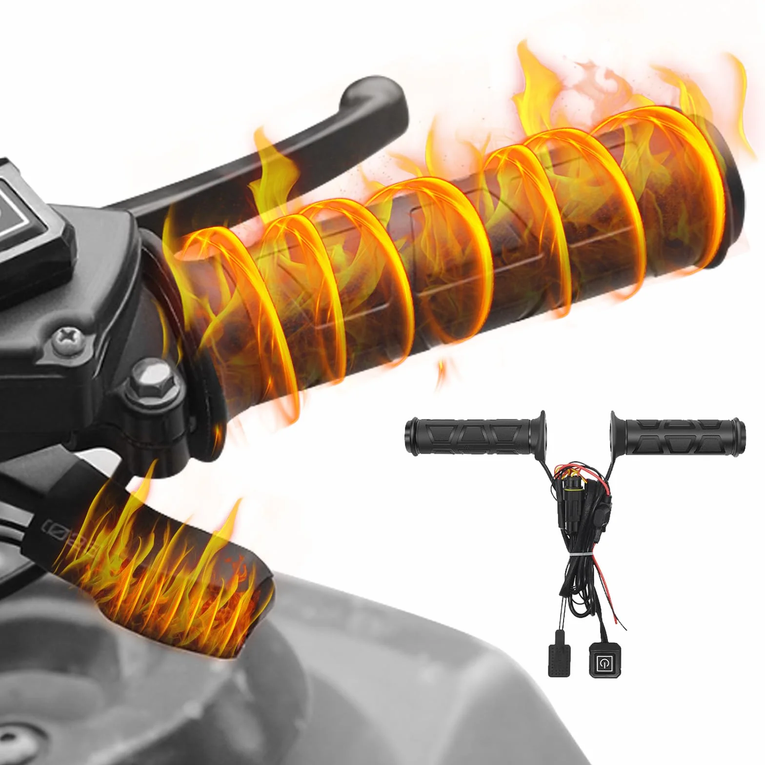 Manopole Riscaldate ATV da 12 V, Overgrip Riscaldato Per Moto Regolabile A 3 Livelli, Impermeabili Con Controllo Intelligente Della Temperatura