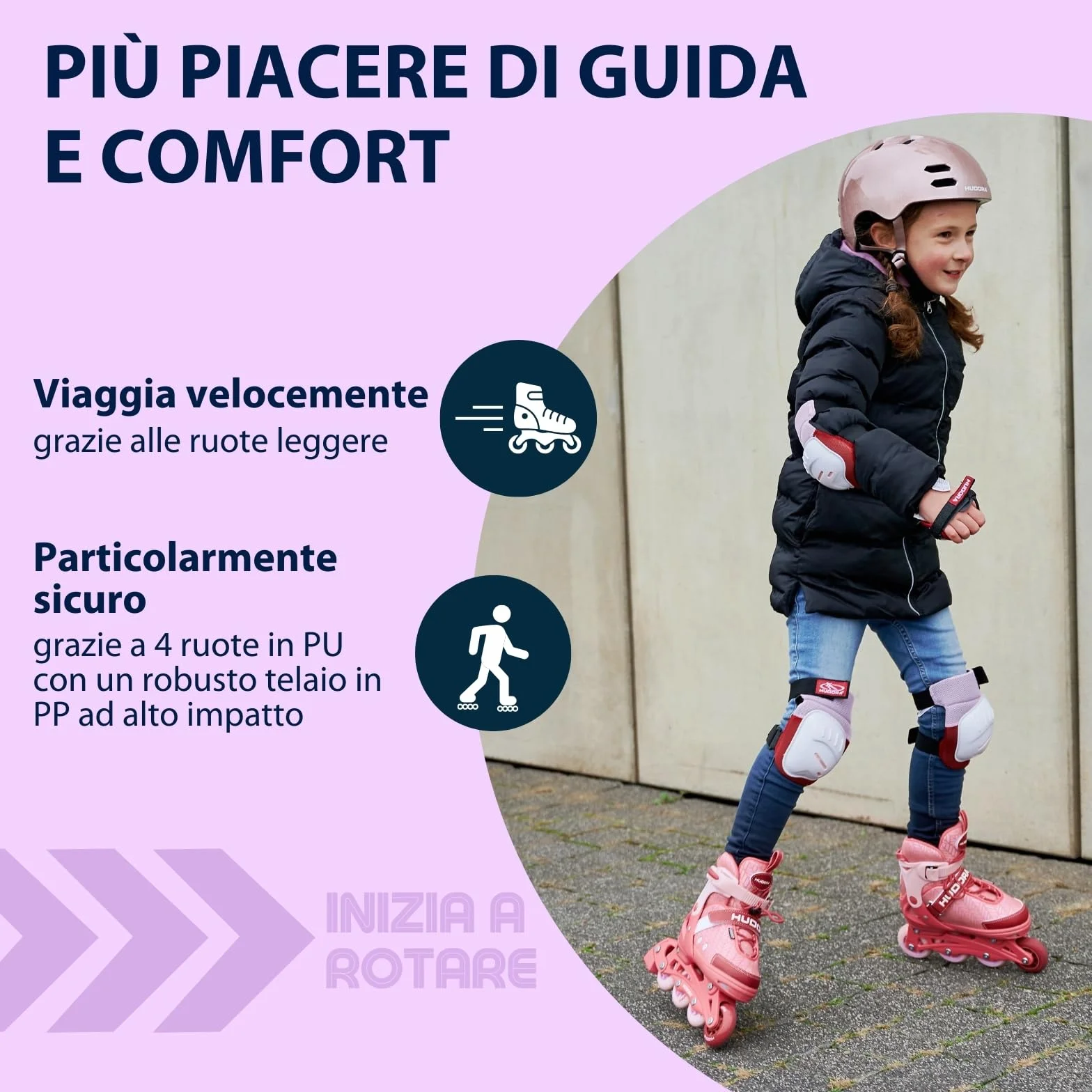 HUDORA Pattini in linea Mia/Leon - Pattini a rotelle regolabili per bambini, ragazzi e adulti