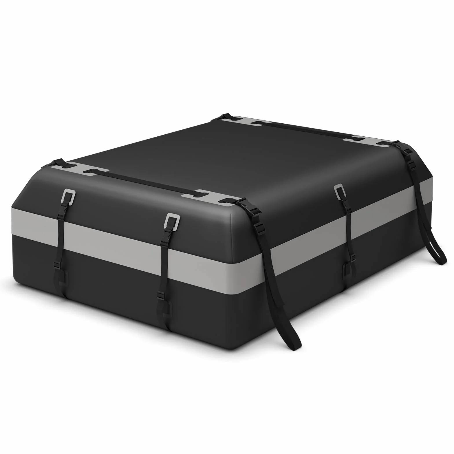 COSTWAY Borsa da Tetto per Auto Impermeabile 21Cu.Ft/595L, Box Tetto Universale con Tappetino Antiscivolo+ 12/14 Cinghie+ 6 Ganci, Sacca per Auto con/senza Barre Portapacchi (Grigio, 21Cu.Ft/595L)