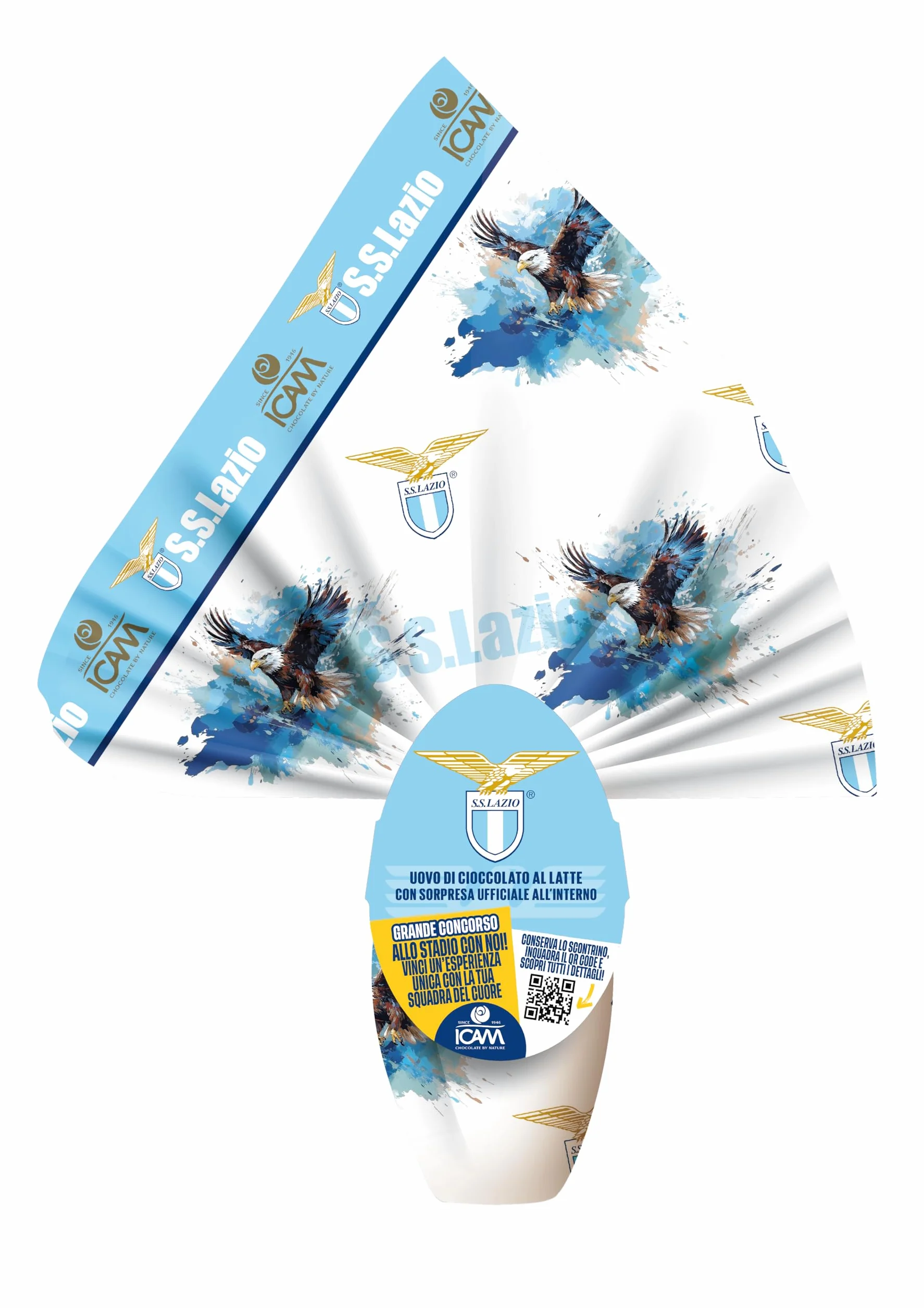 Icam Uovo LAZIO al Cioccolato a Latte con Sorpresa Ufficiale 180g