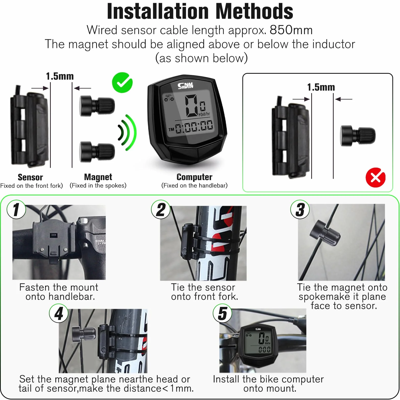 Tachimetro Computer Digitale per Bicicletta IP54 Impermeabile Display LCD HD Retroilluminato