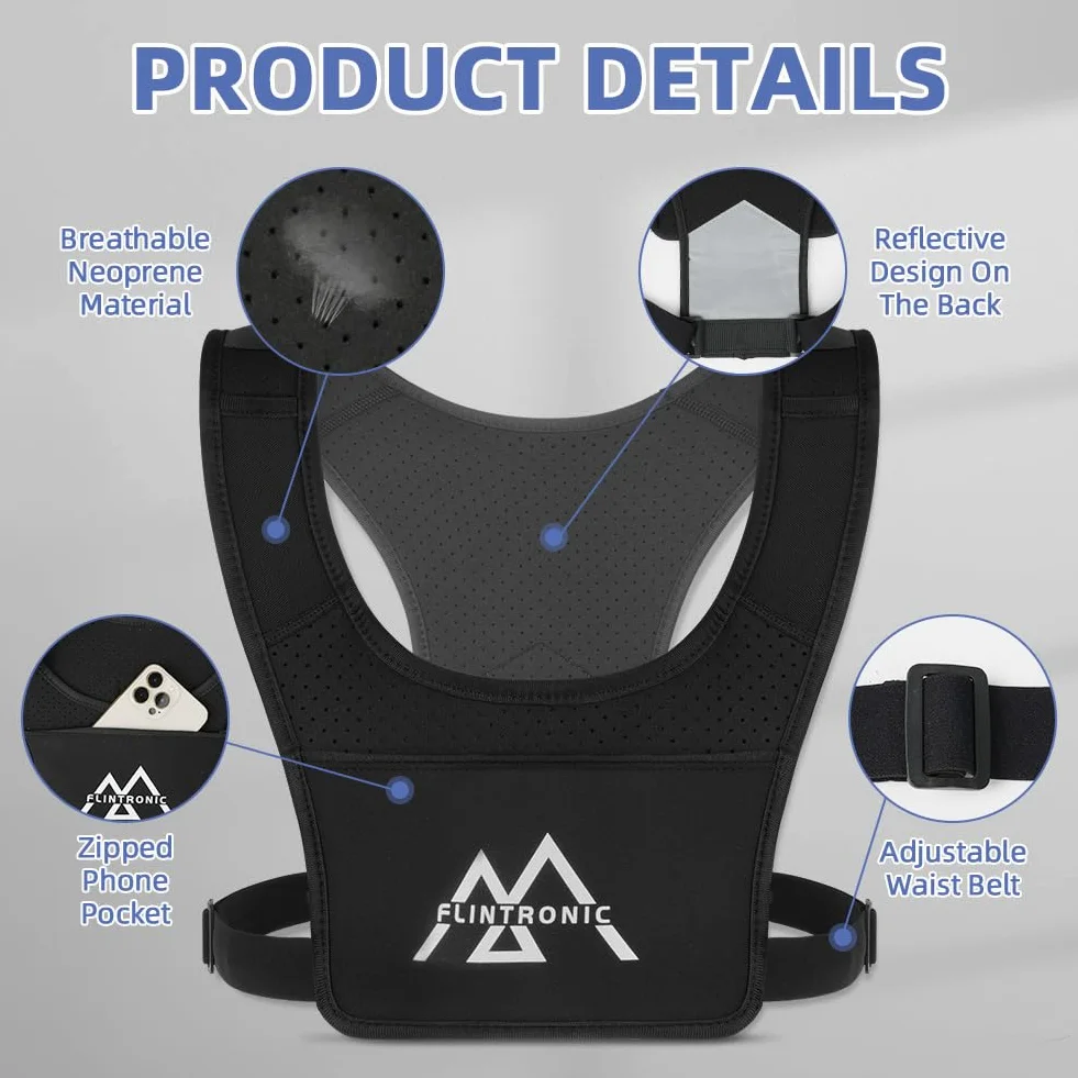 Flintronic Gilet Riflettente Porta Telefono per Ciclismo Jogging Escursionismo
