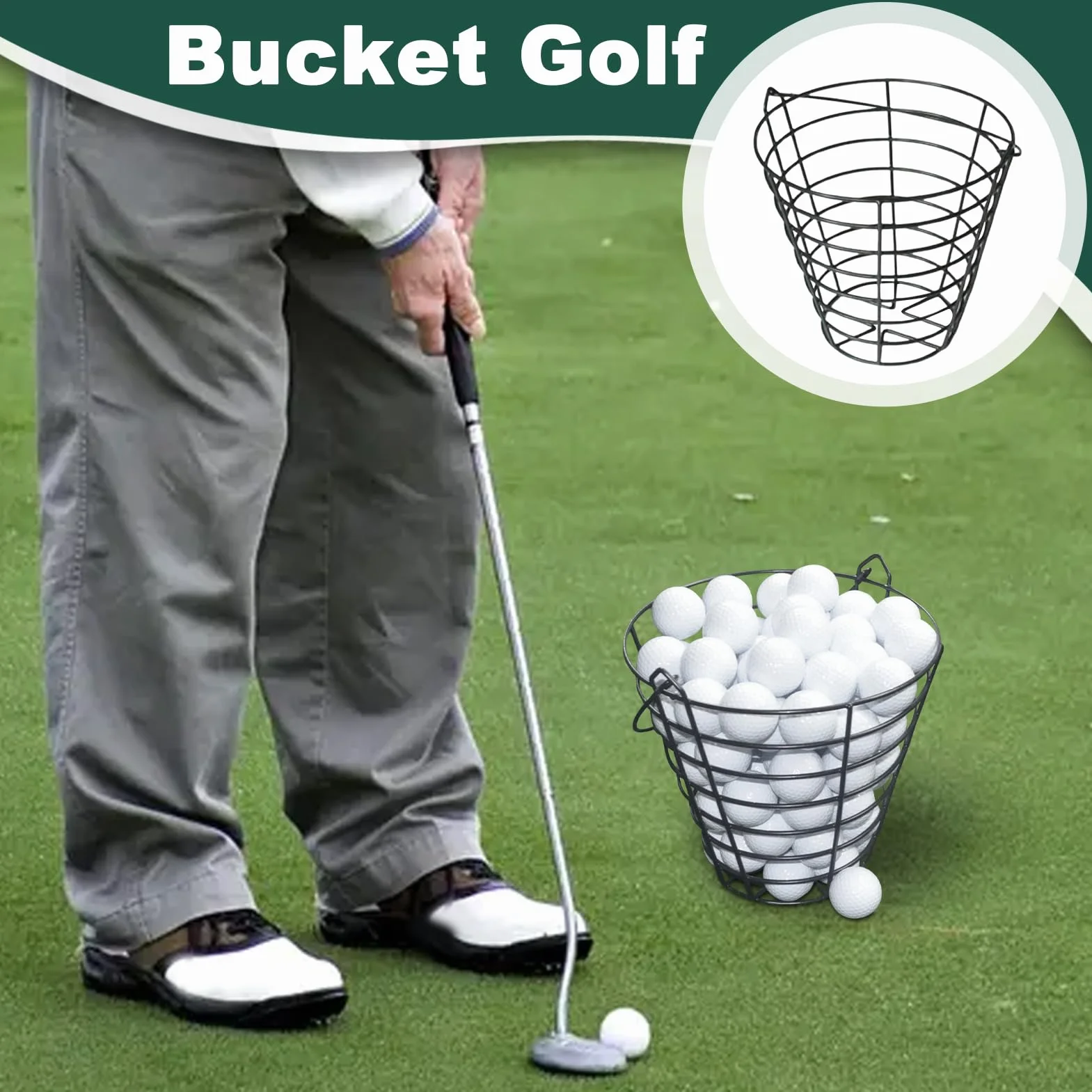 Cestino per palline da golf organizer 100 palline filo manico grande capacità
