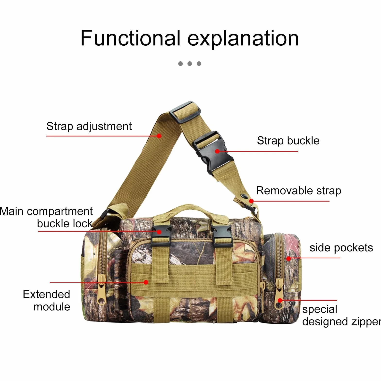 Borsa impermeabile mimetica Treestand per caccia con grande capacità e più tasche