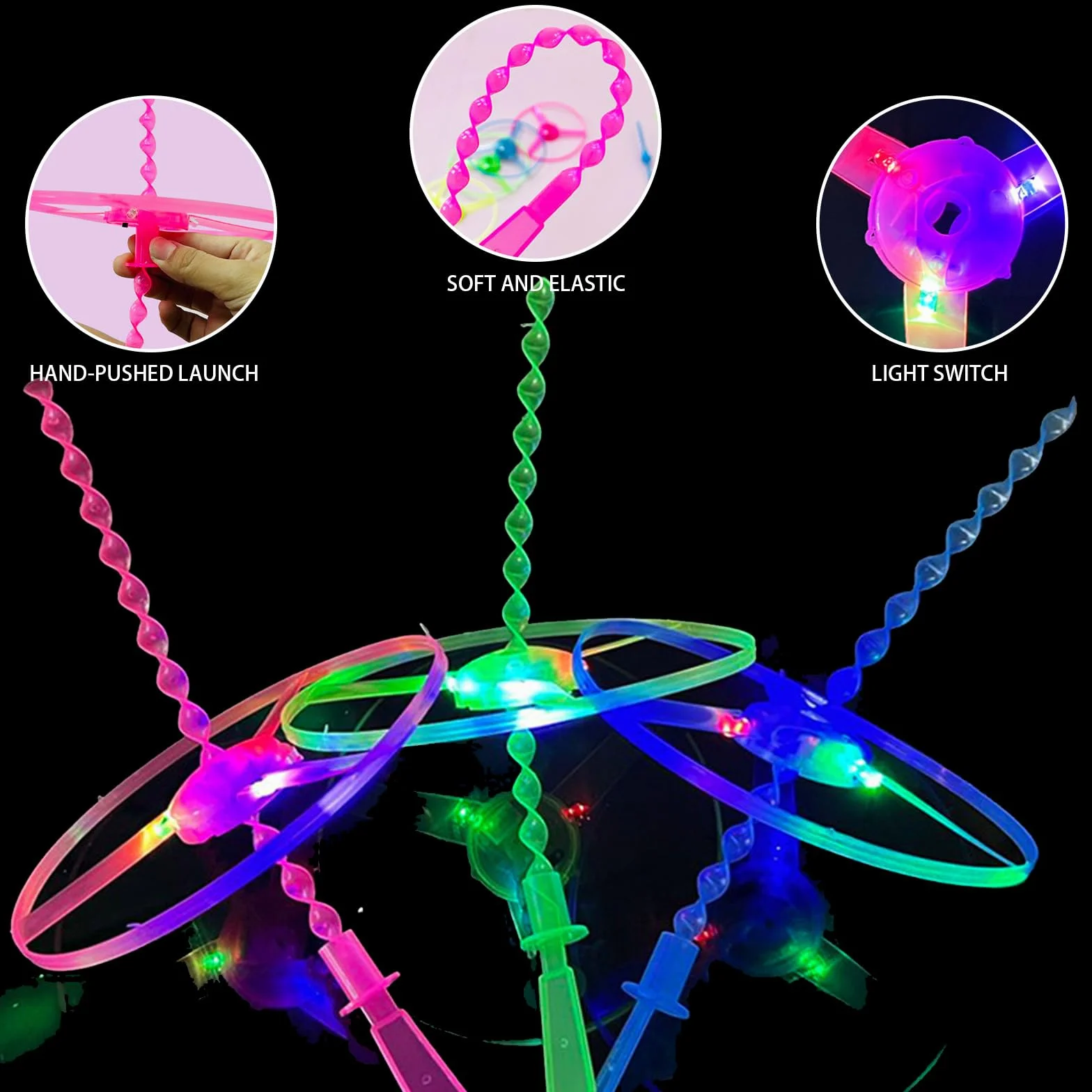 LUKIUP 24 Pezzi LED Luminoso Volante Elicottero Disco Volante con Elica LED Bomboniera Feste Compleanno