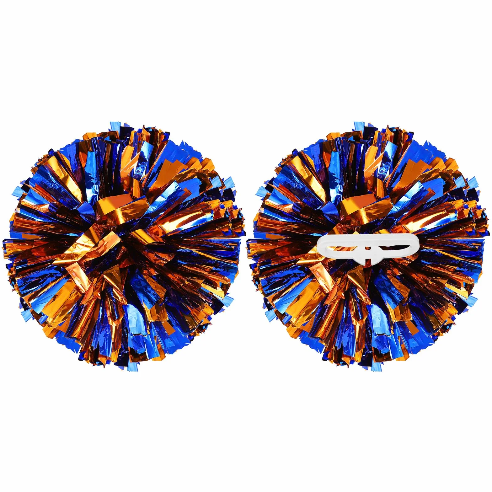 Pompon da cheerleader metallizzati con anelli per manico per sport danza tifo