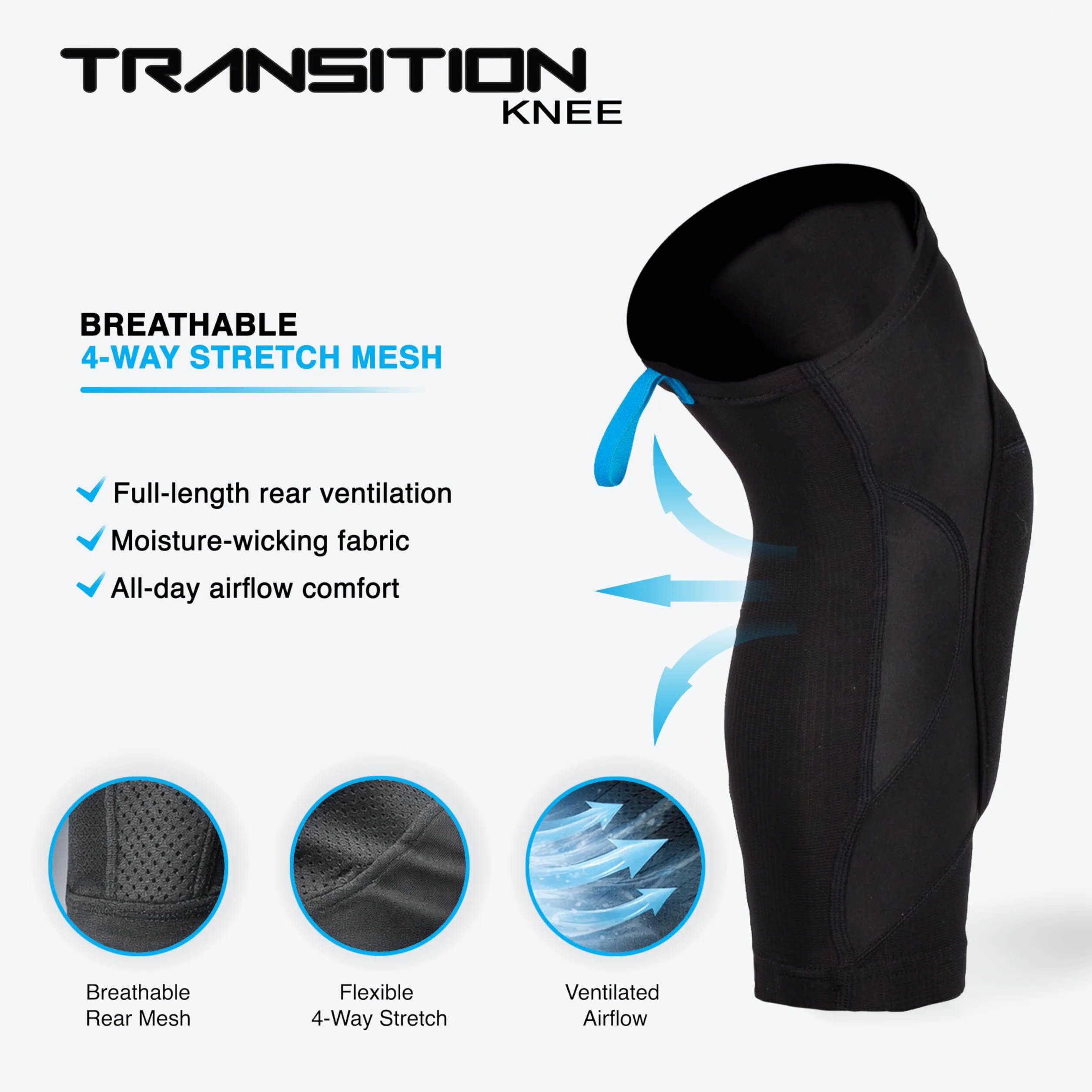 7iDP Transition Ginocchiere Leggere Protettive MTB Enduro Trail Nero Blu