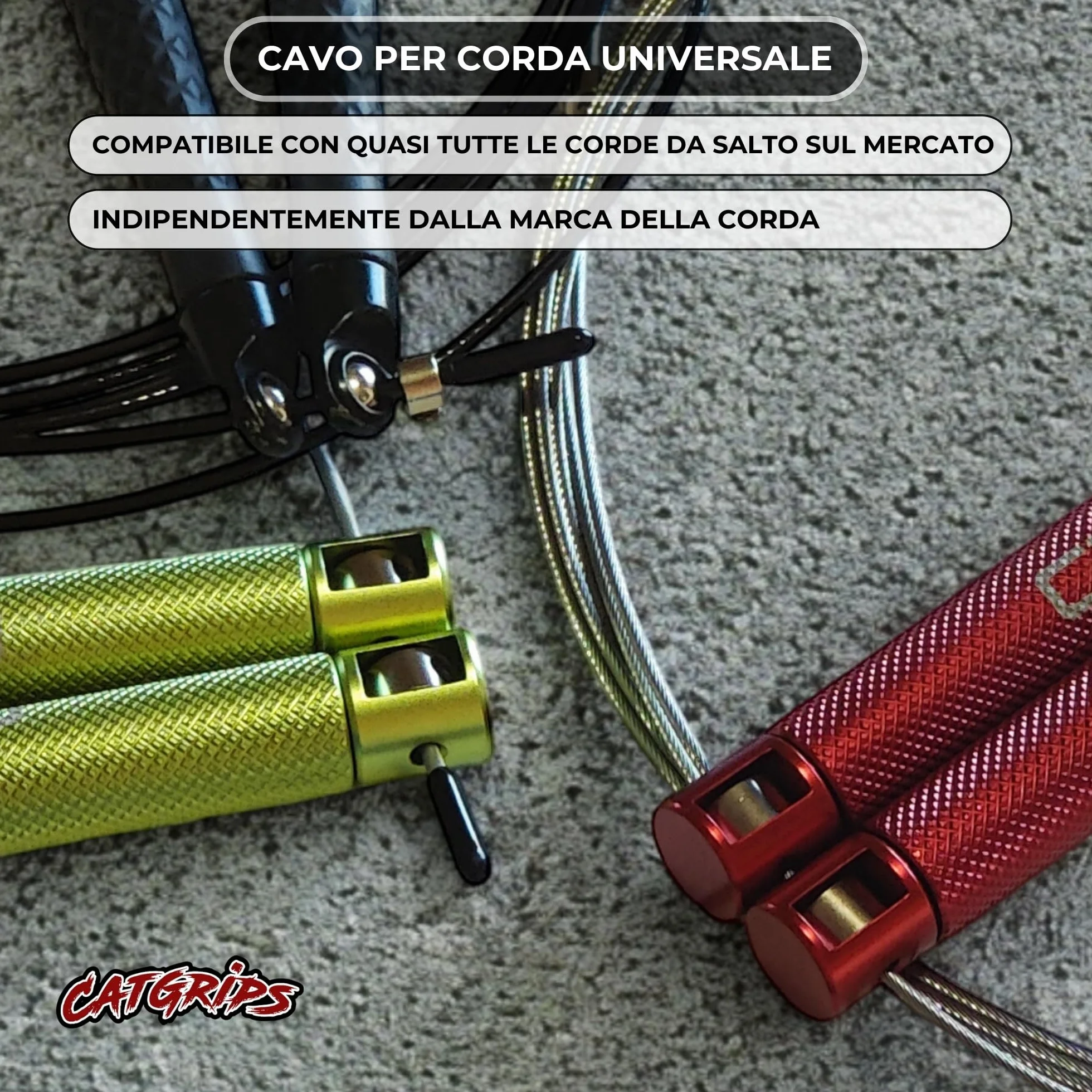 CATGRIPS Cavo di Ricambio per Corda da Salto 2.0mm Acciaio Rivestito Flessibile Anti-Attorcigliamento