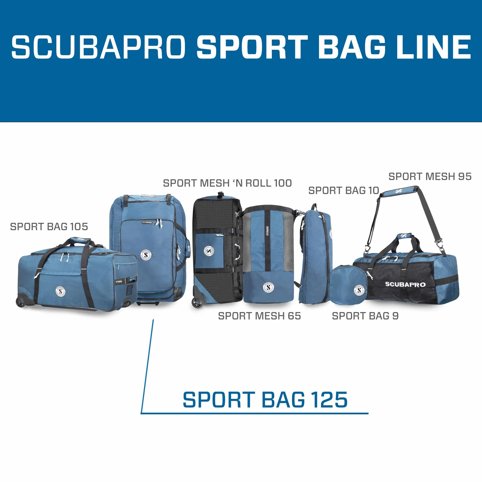 SCUBAPRO Sport Bag 125 Borsa con Ruote Blu Zaino